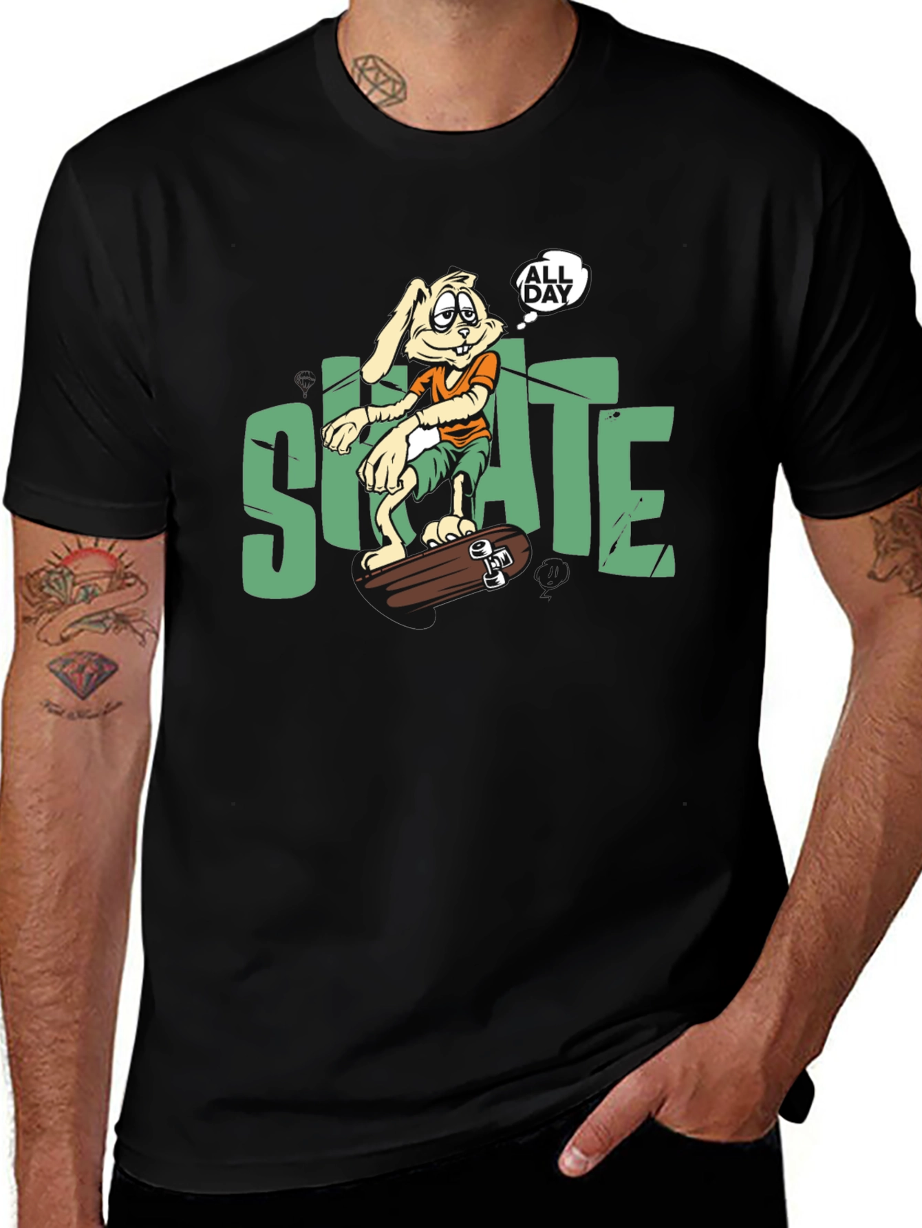 Skate All Day T-Shirt: Bunny Skateboarder