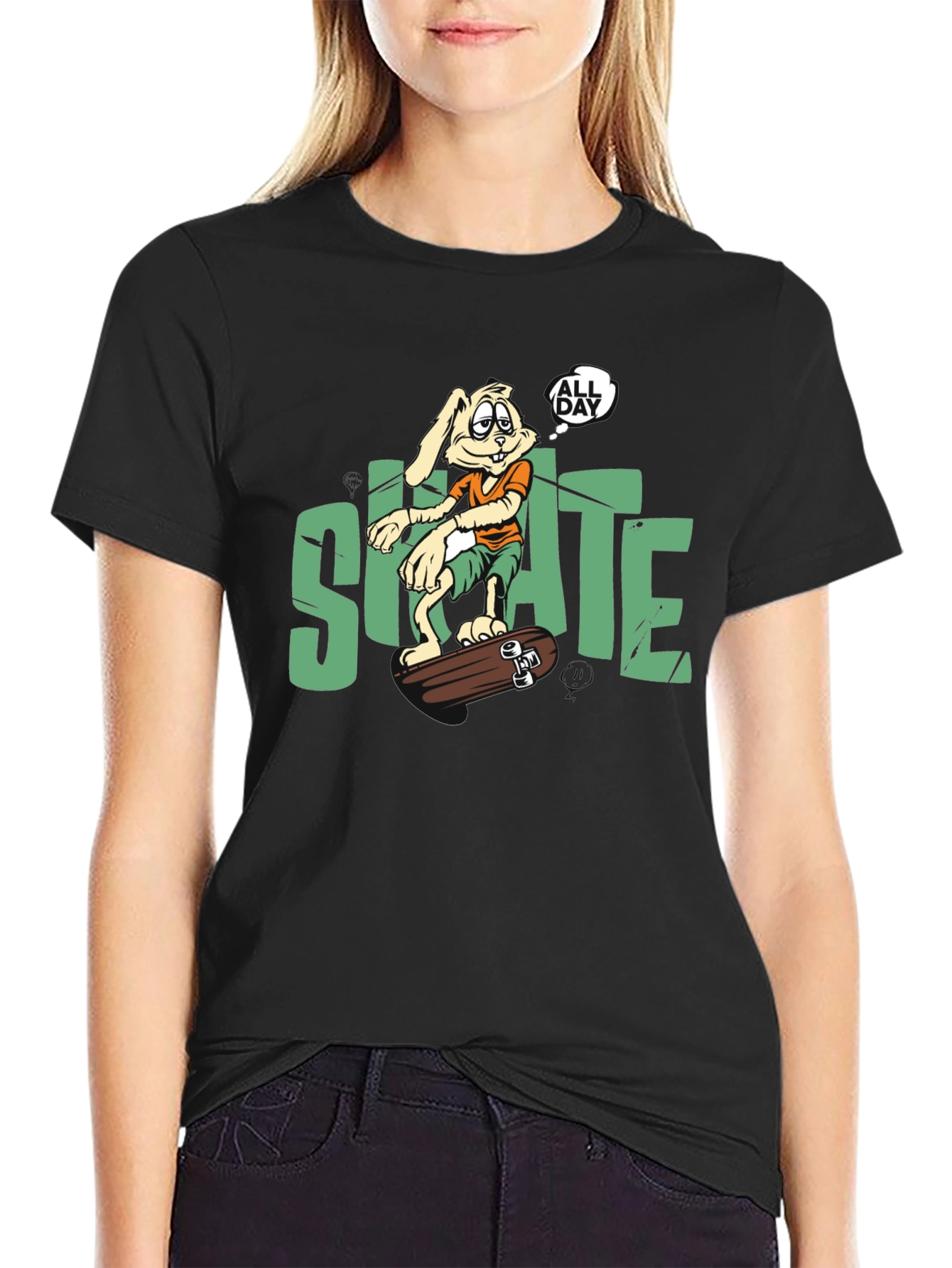 Skate All Day T-Shirt: Bunny Skateboarder