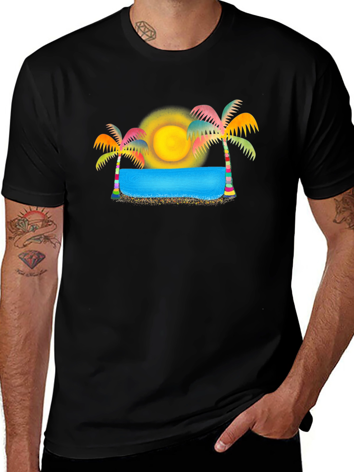 Tropical Paradise Black T-Shirt