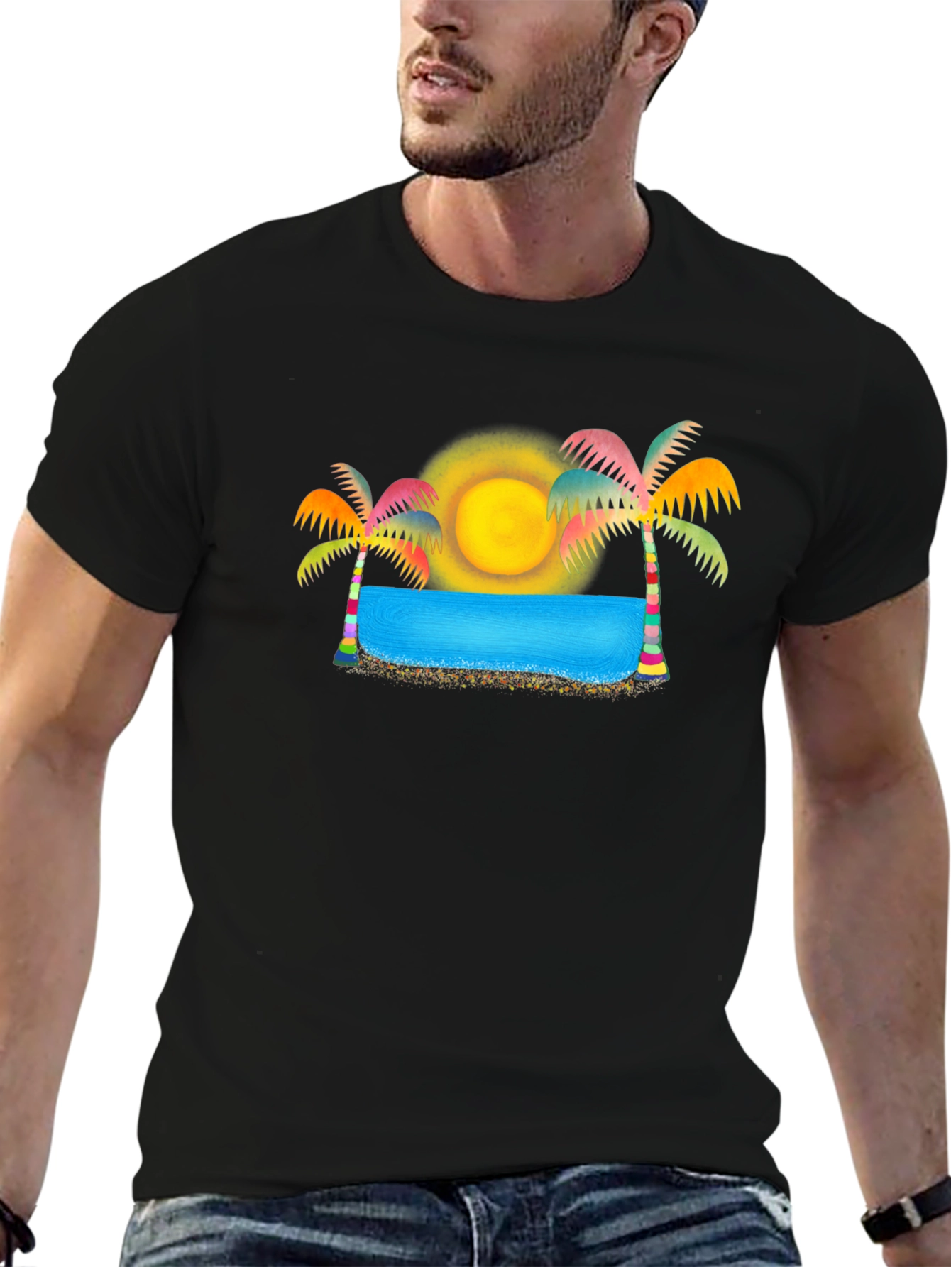 Tropical Paradise Black T-Shirt