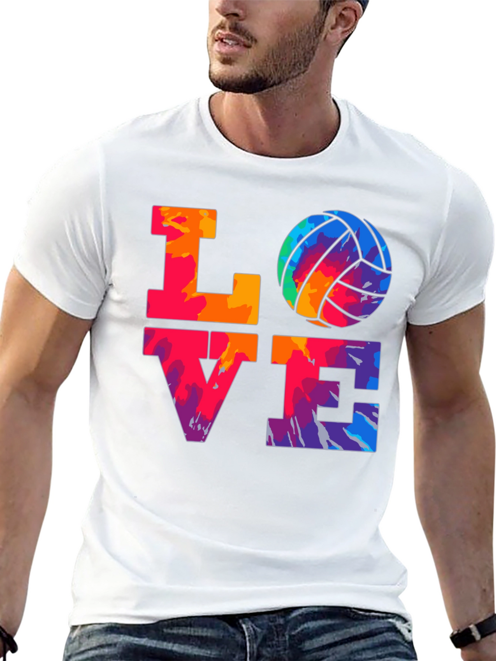 LOVE Volleyball Graphic T-Shirt - Tie Dye Design