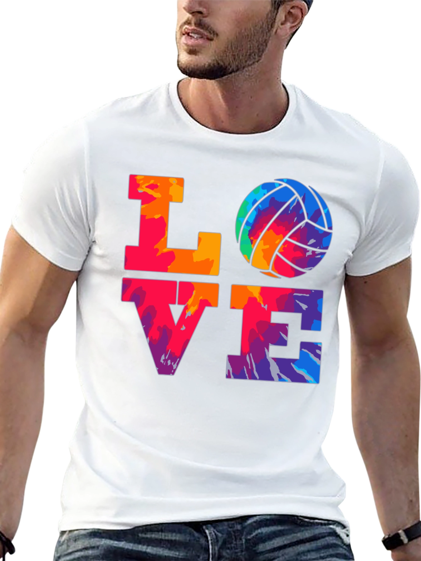 LOVE Volleyball Graphic T-Shirt - Tie Dye Design