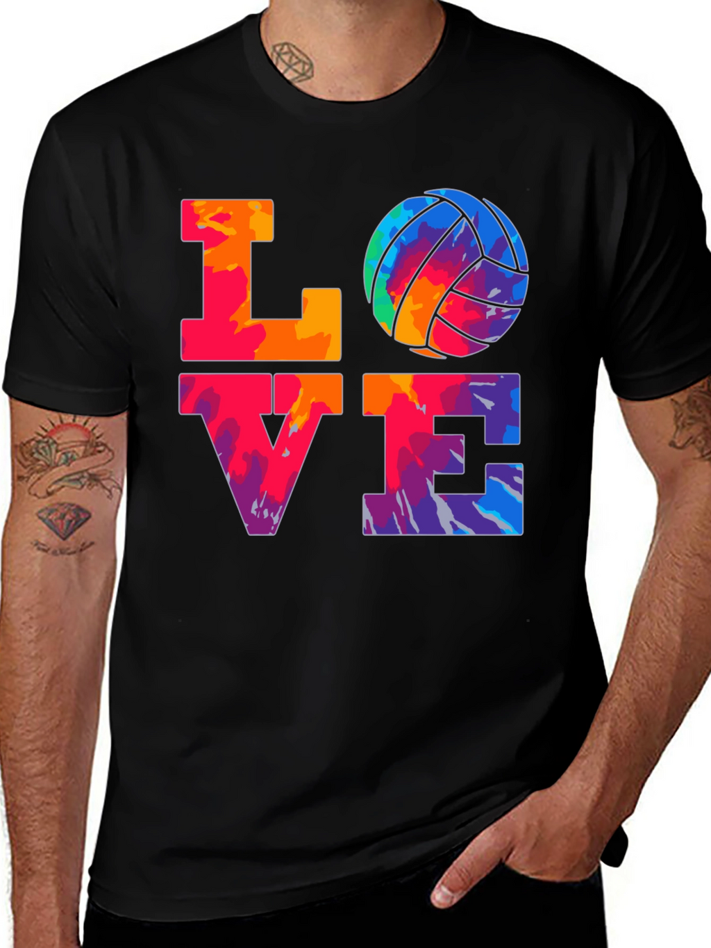 LOVE Volleyball Graphic T-Shirt - Tie Dye Design