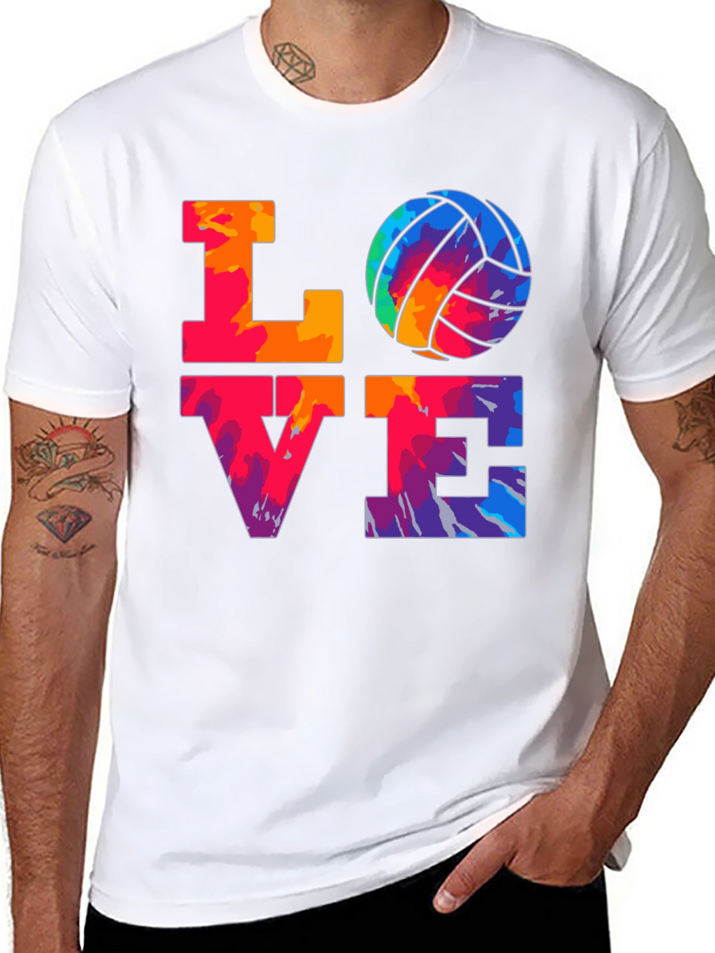 LOVE Volleyball Graphic T-Shirt - Tie Dye Design