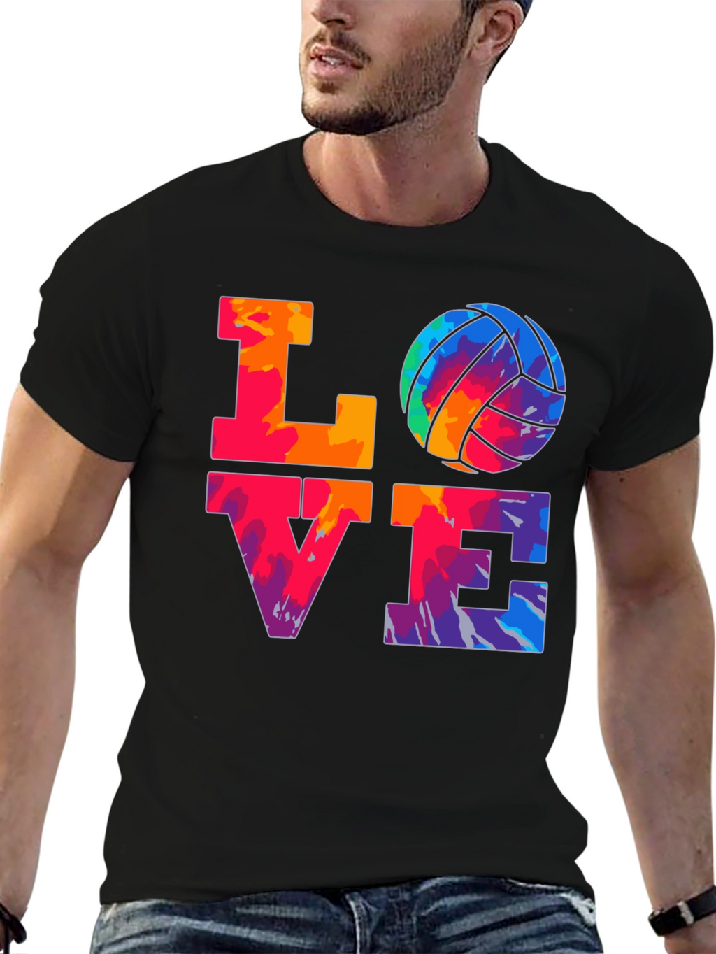 LOVE Volleyball Graphic T-Shirt - Tie Dye Design