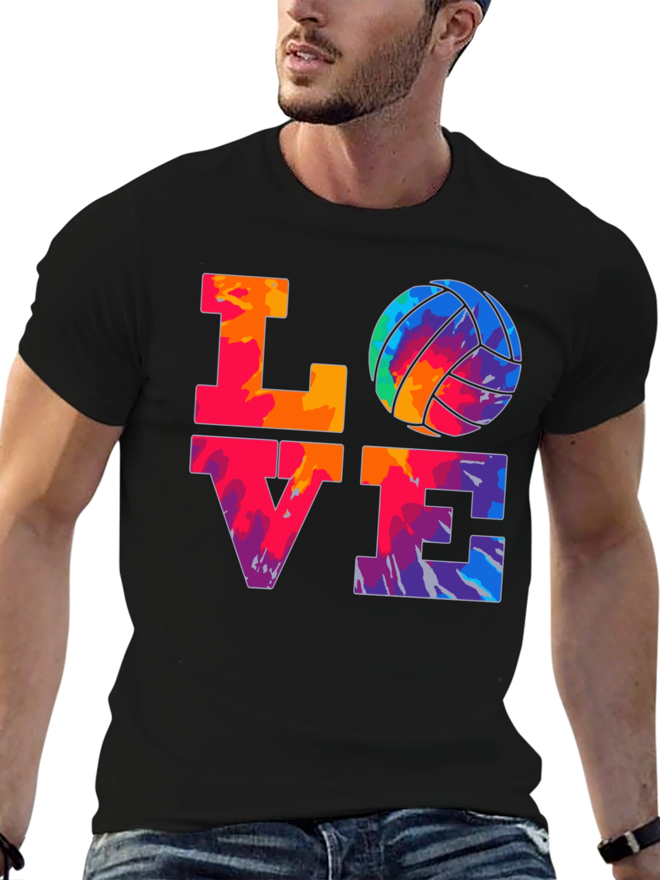 LOVE Volleyball Graphic T-Shirt - Tie Dye Design