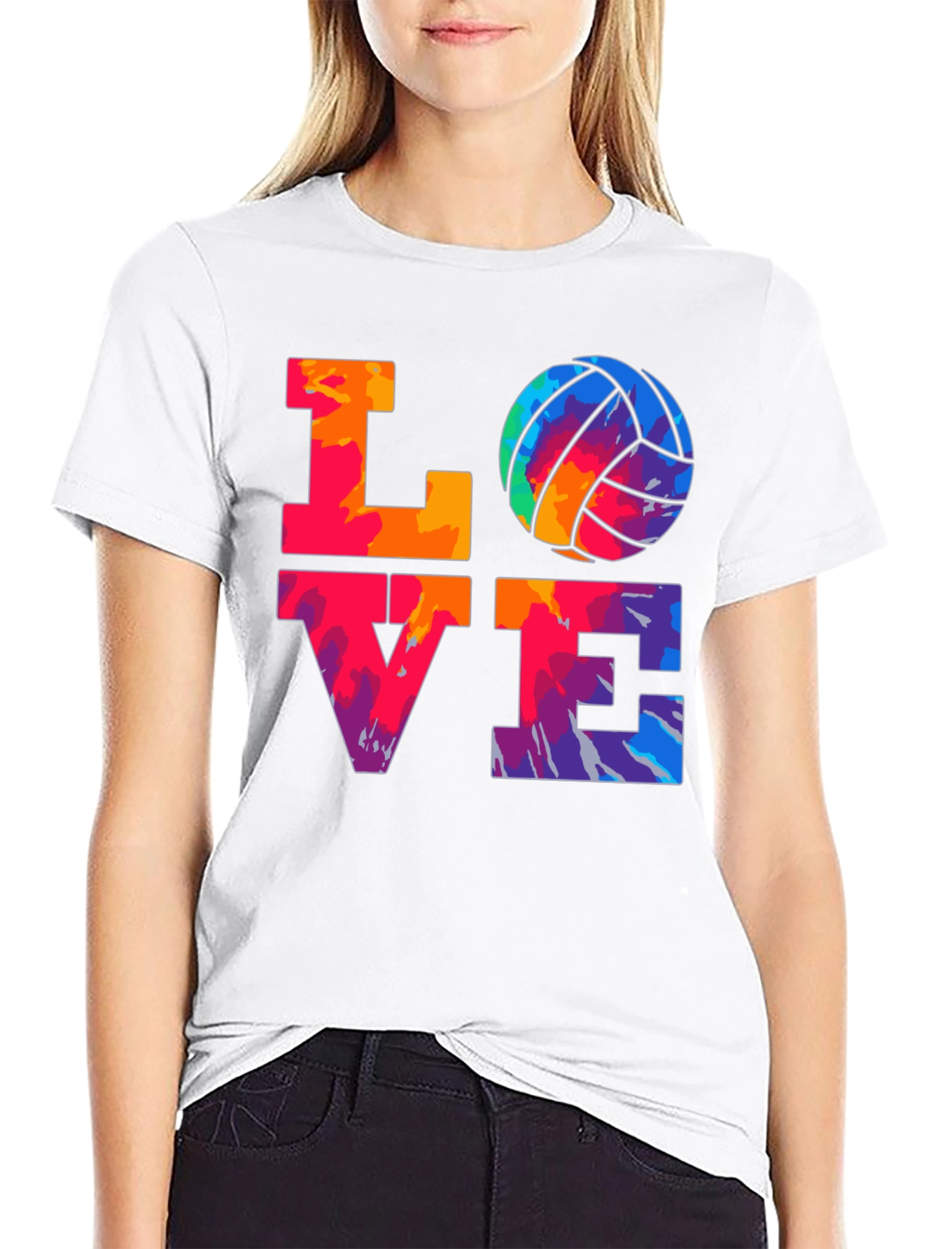 LOVE Volleyball Graphic T-Shirt - Tie Dye Design