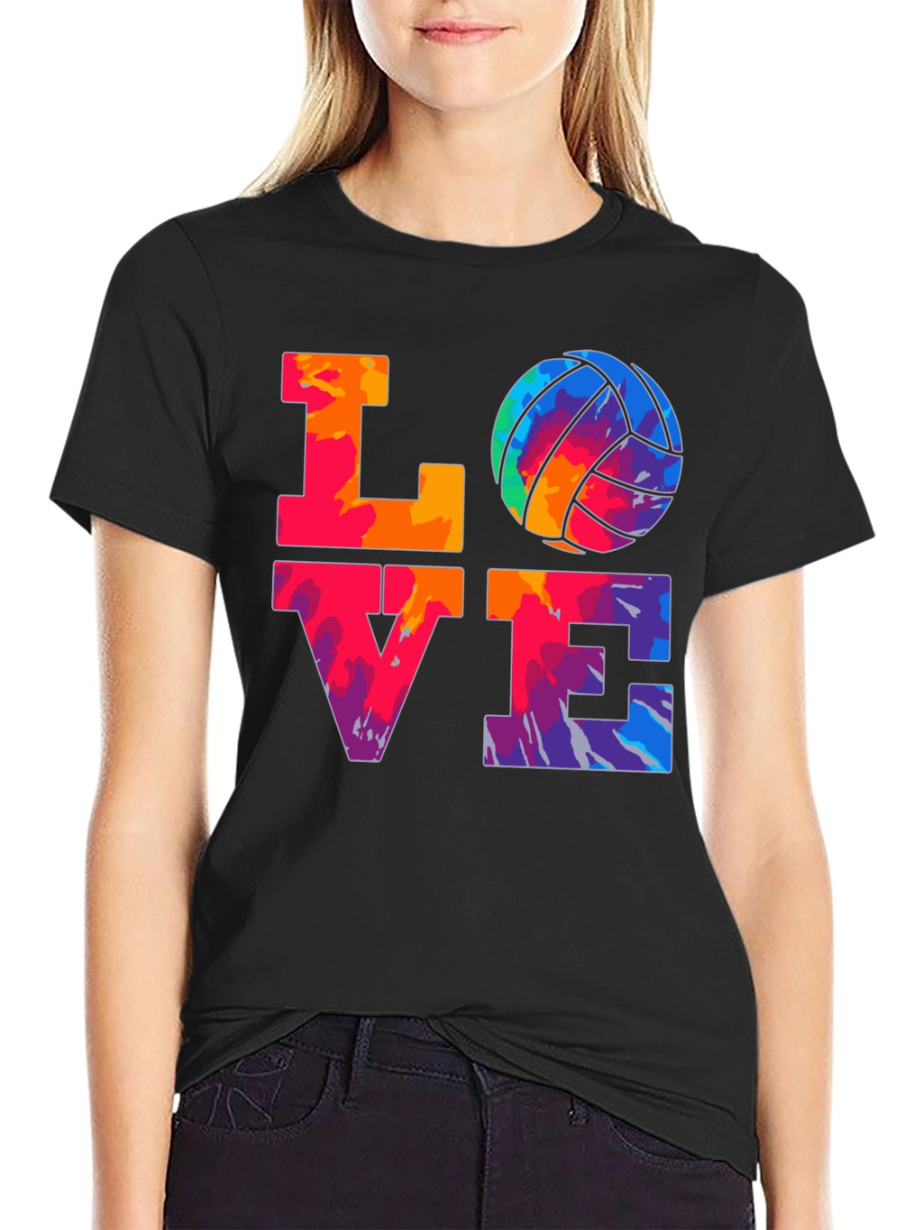 LOVE Volleyball Graphic T-Shirt - Tie Dye Design