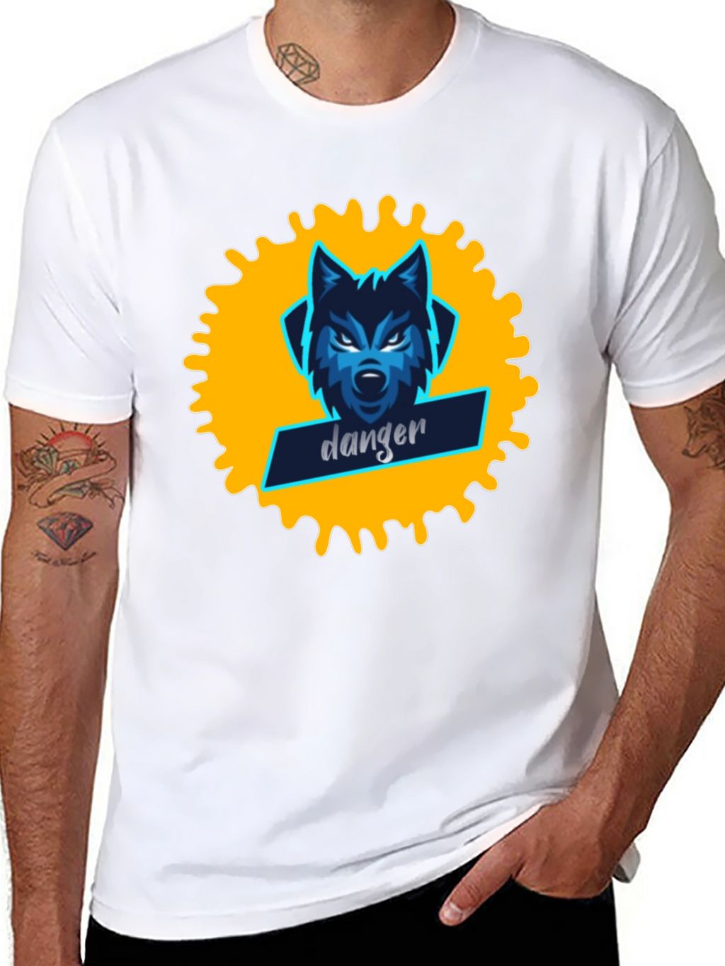 Danger Wolf Graphic Tee - Stylish Black T-Shirt