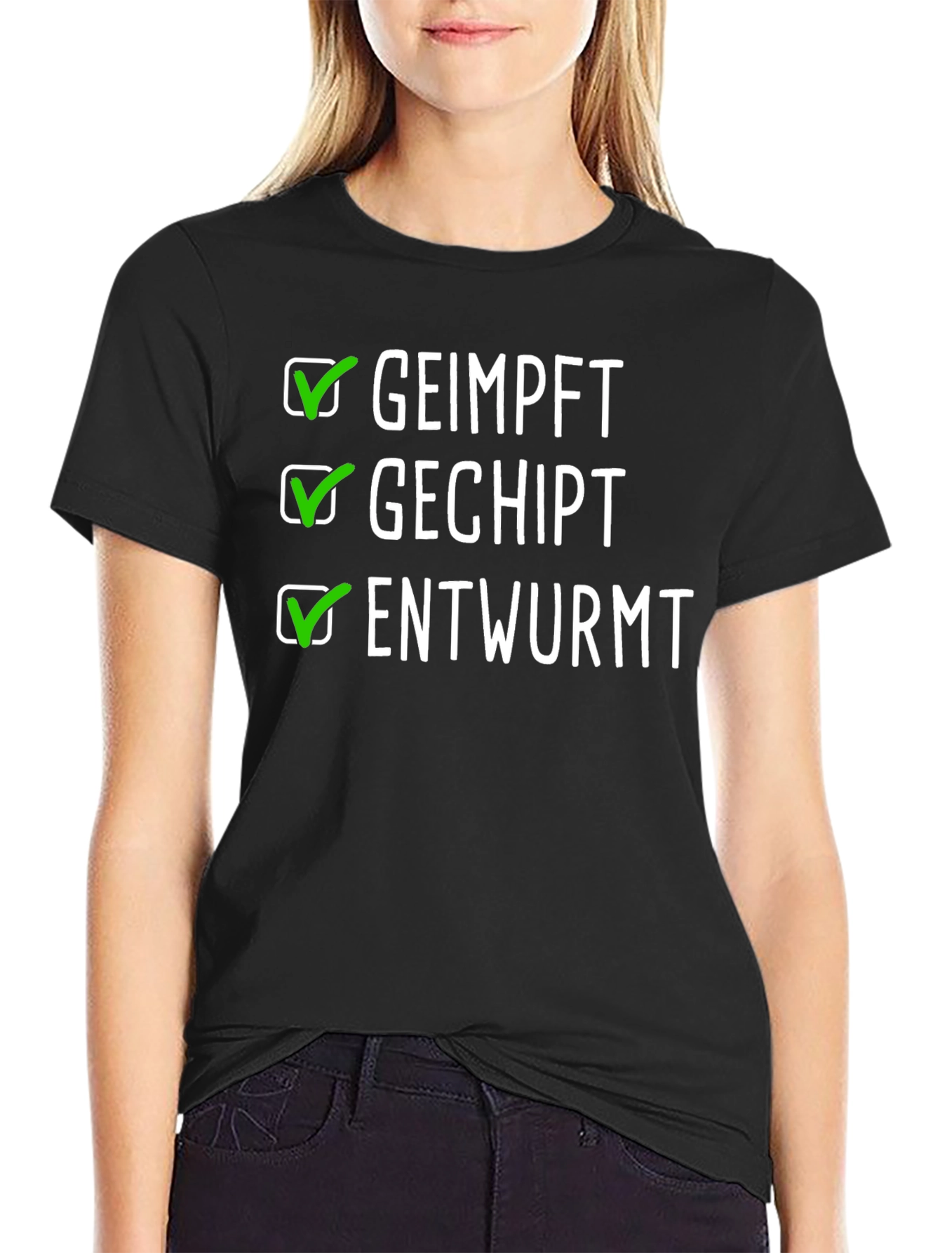 Geimpft Gechipt Entwurmt Black T-Shirt