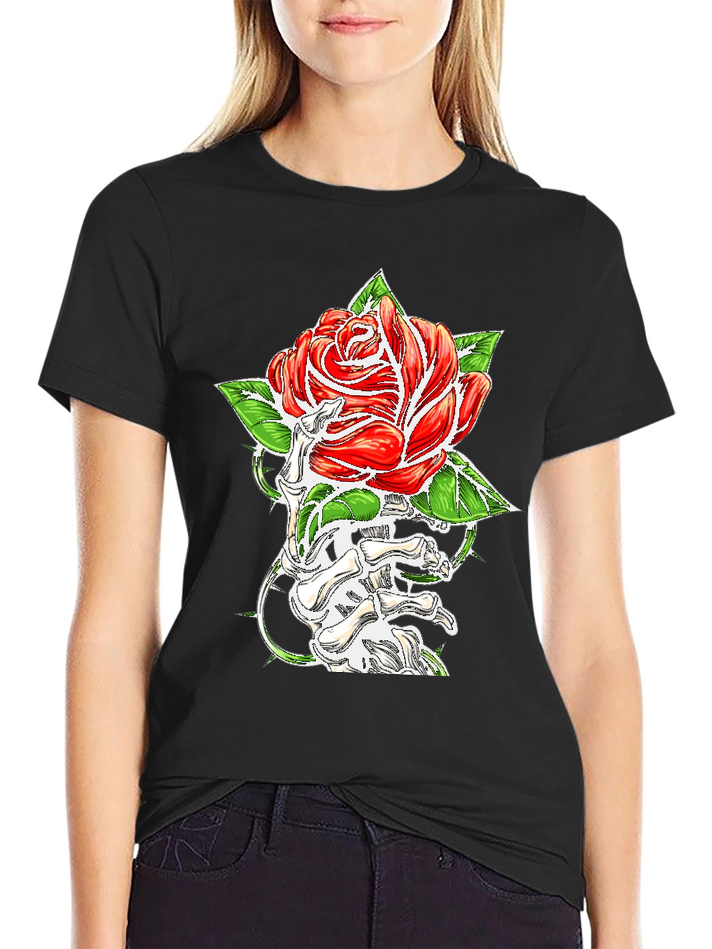 Rose & Bone Hand Graphic Black T-Shirt