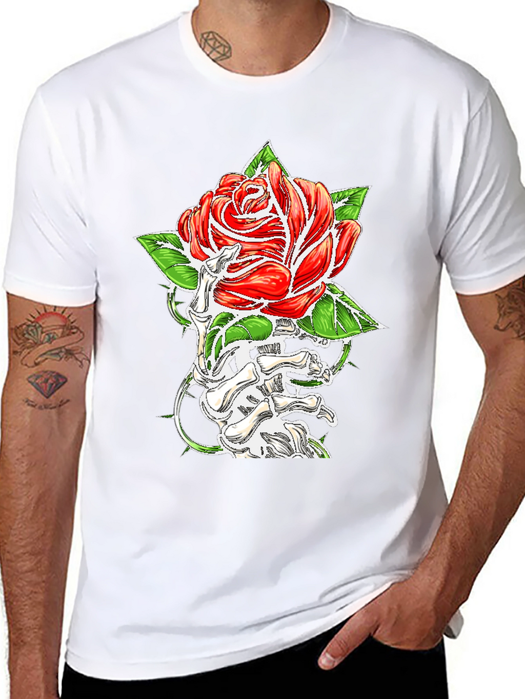 Rose & Bone Hand Graphic Black T-Shirt