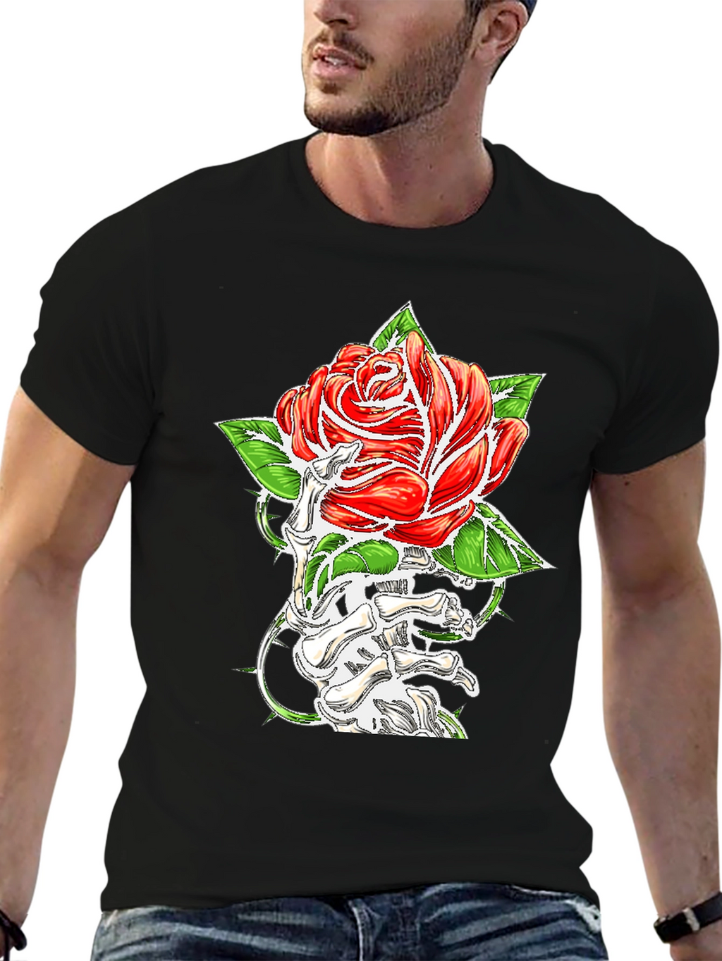 Rose & Bone Hand Graphic Black T-Shirt