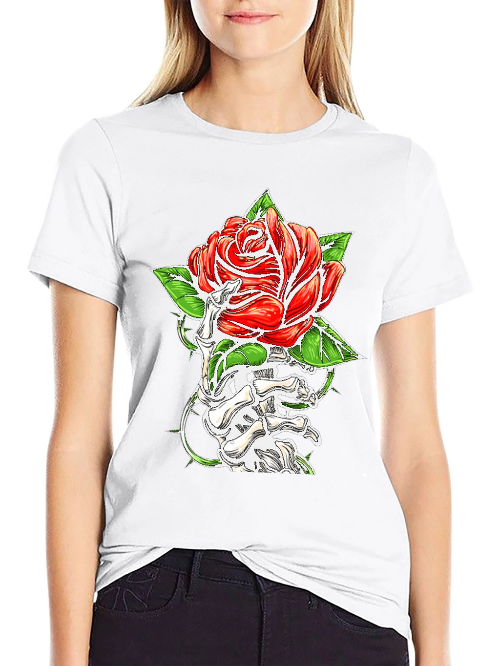 Rose & Bone Hand Graphic Black T-Shirt