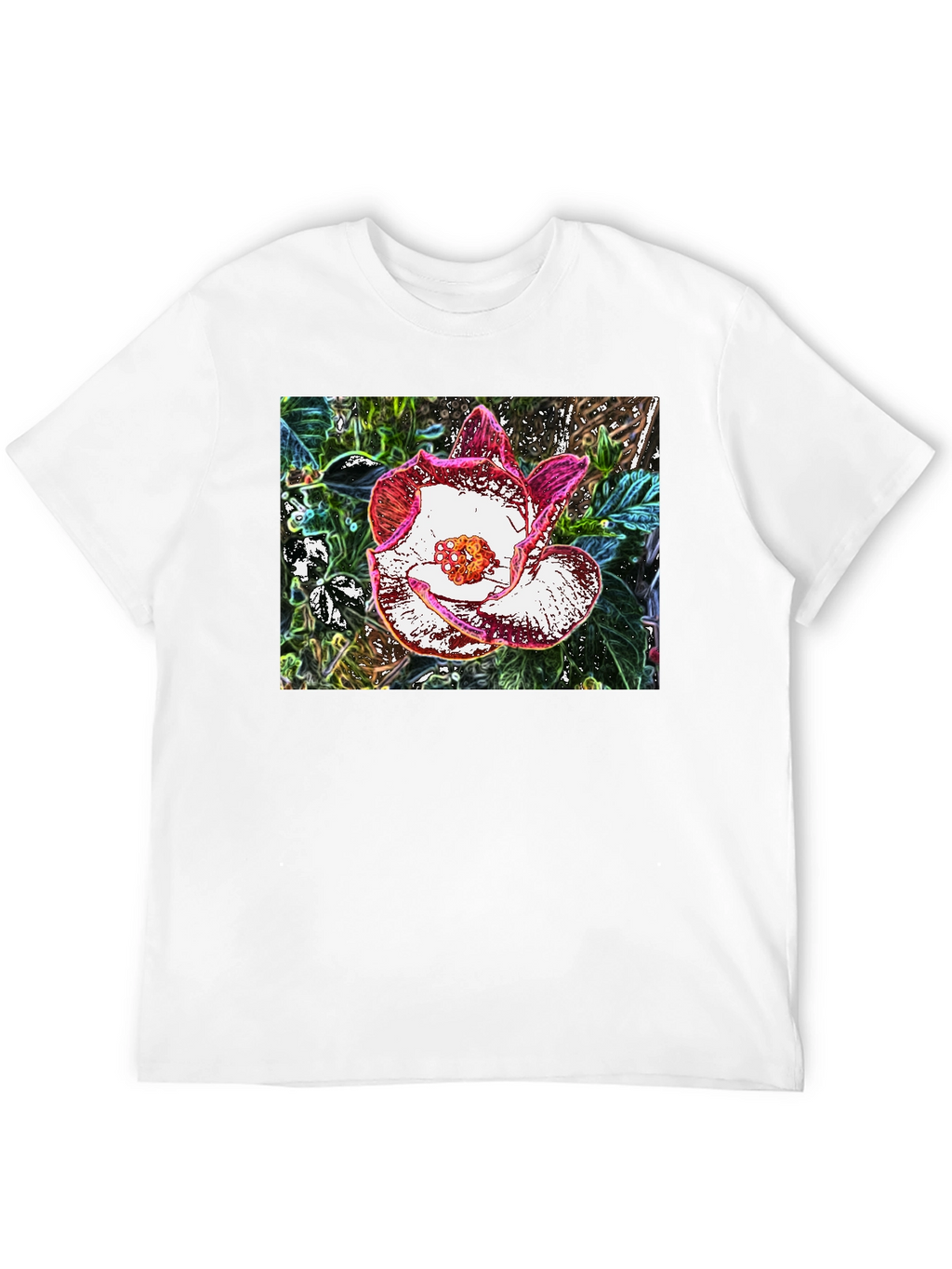 Floral Graphic Black T-Shirt - Artistic Flower Print