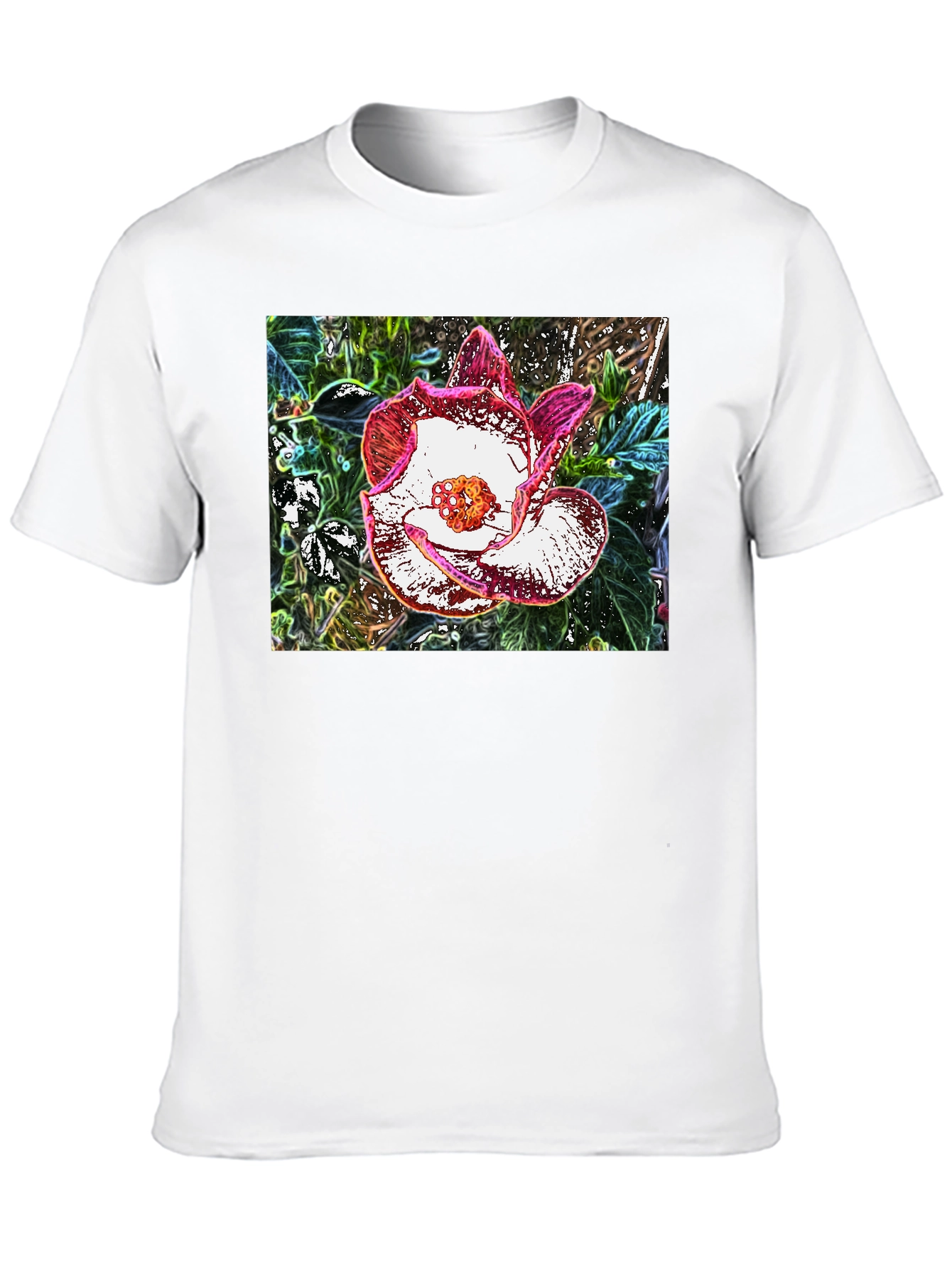 Floral Graphic Black T-Shirt - Artistic Flower Print