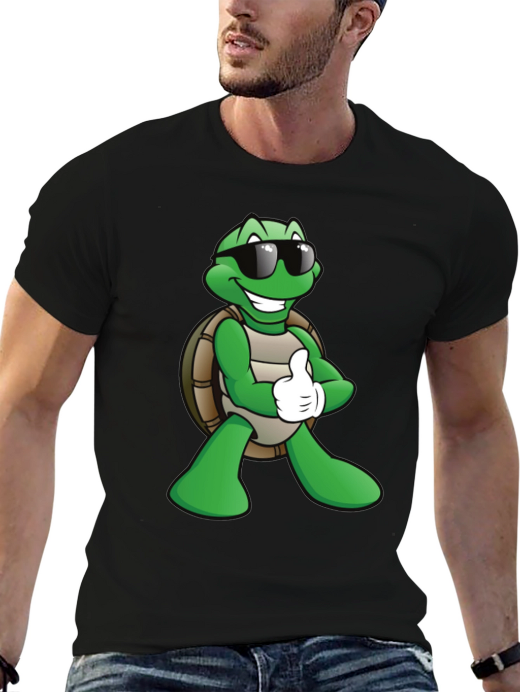 Cool Turtle Graphic T-Shirt - Black