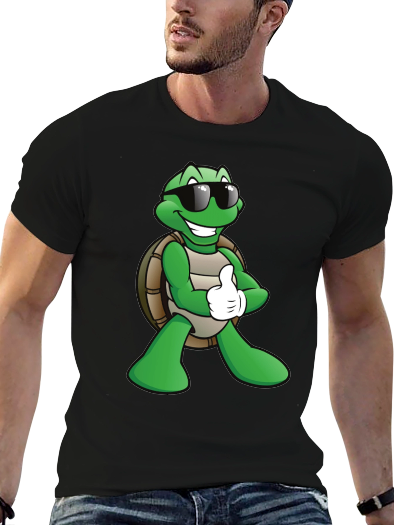 Cool Turtle Graphic T-Shirt - Black