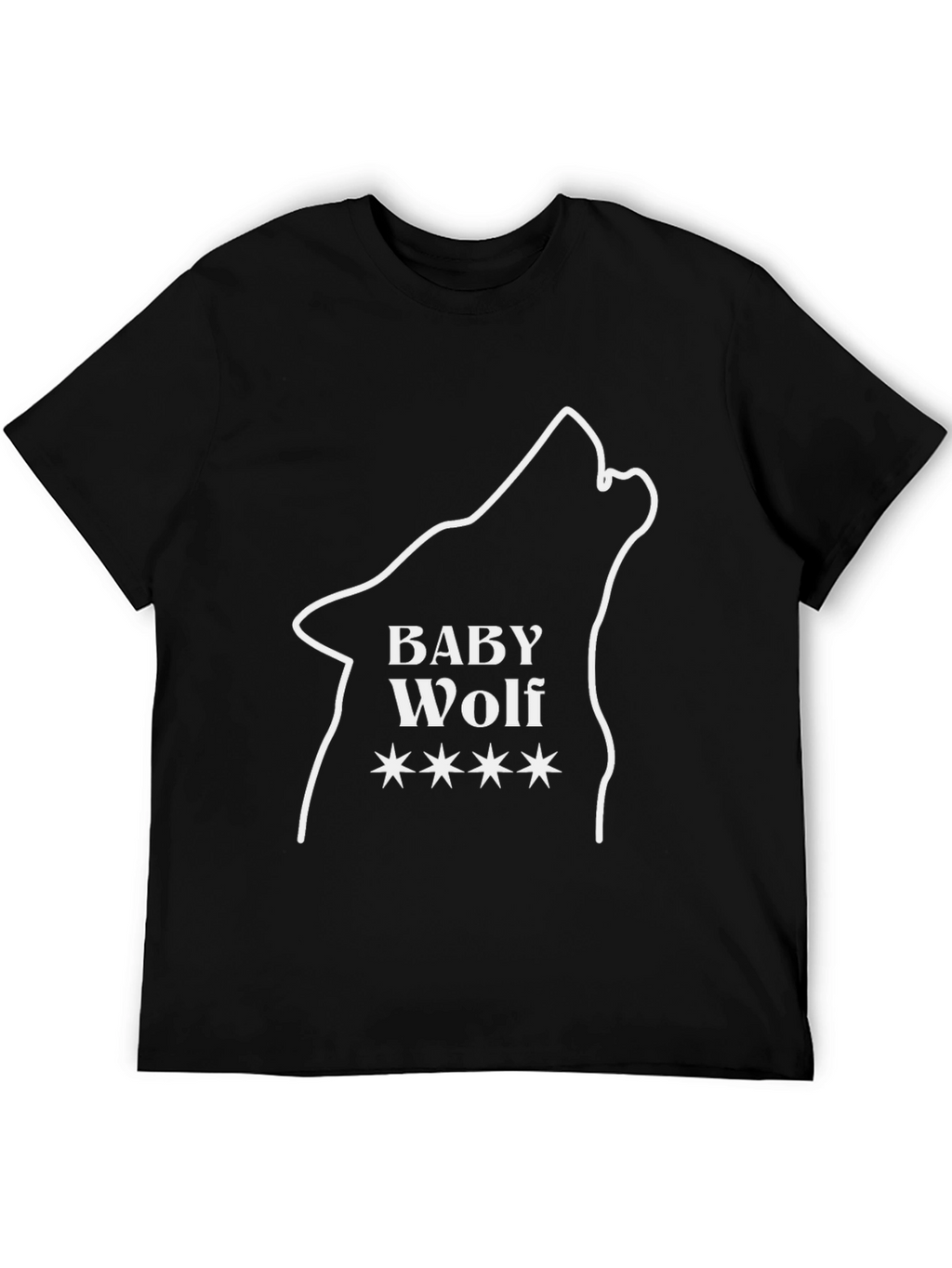 Baby Wolf Graphic Tee - Black Cotton Blend T-Shirt