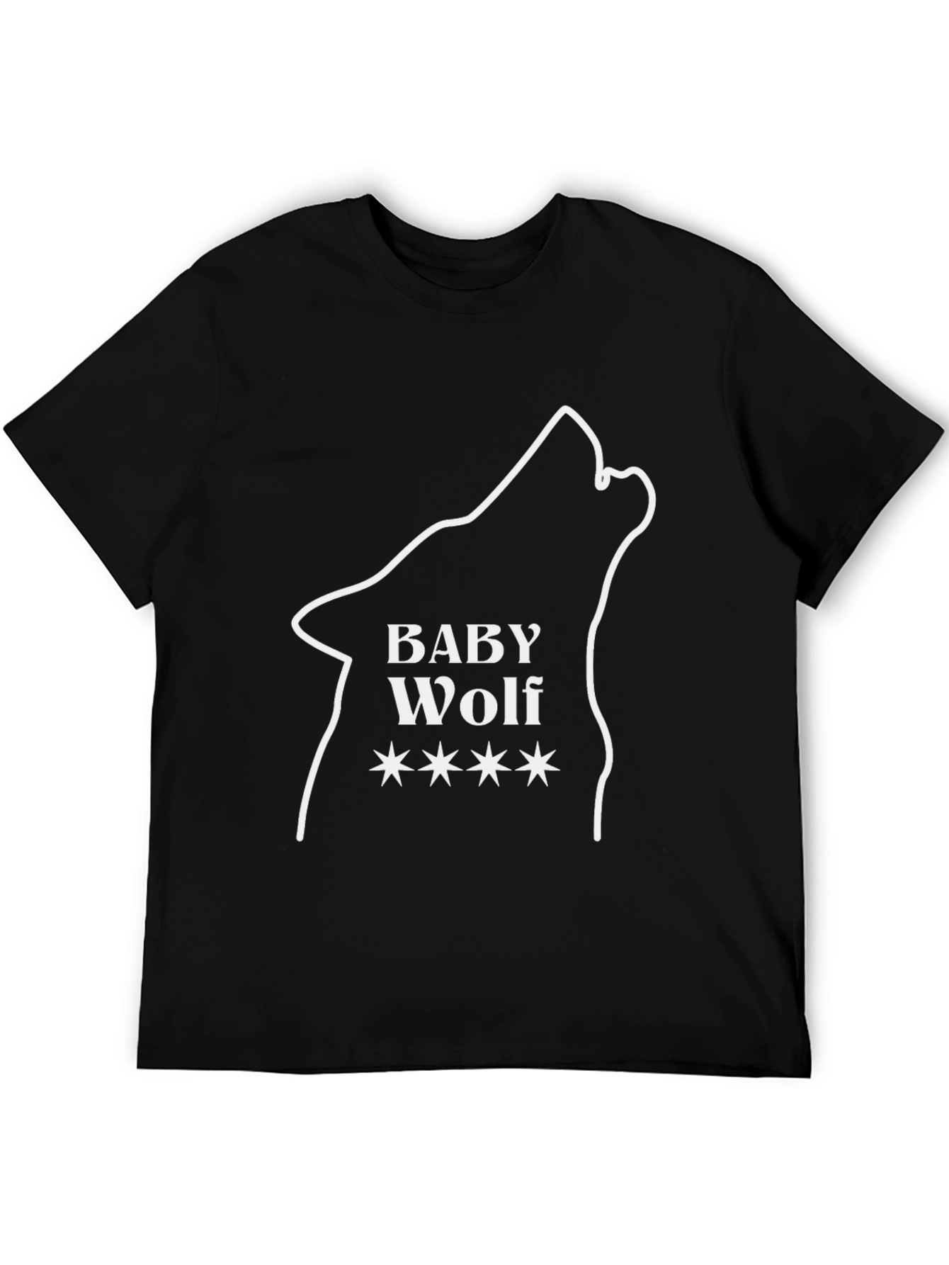 Baby Wolf Graphic Tee - Black Cotton Blend T-Shirt