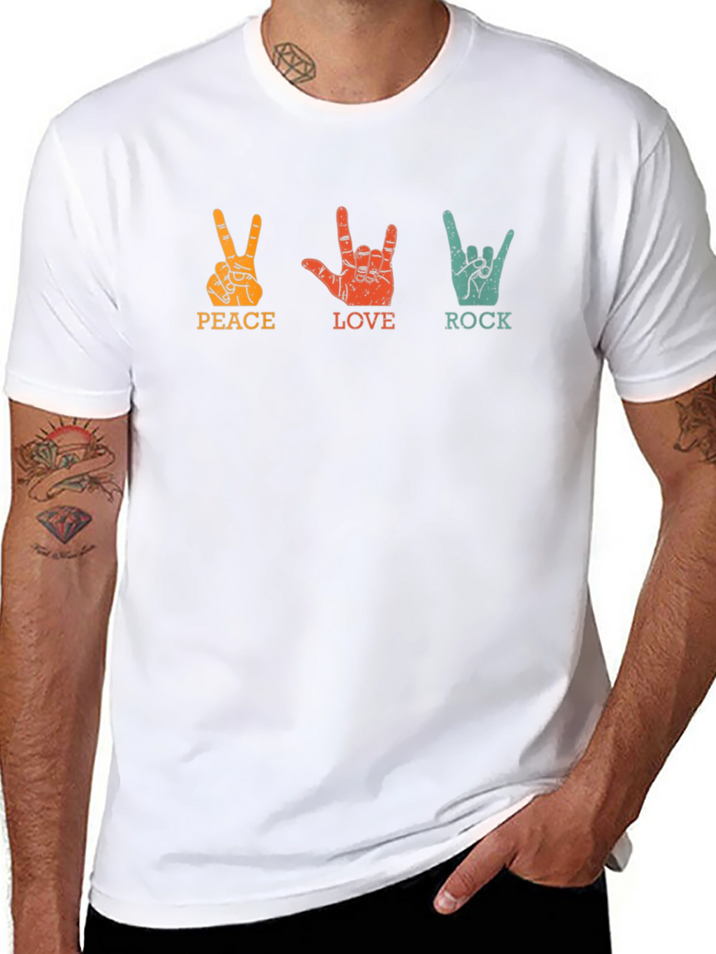 Peace Love Rock Graphic Tee - Classic Black T-Shirt