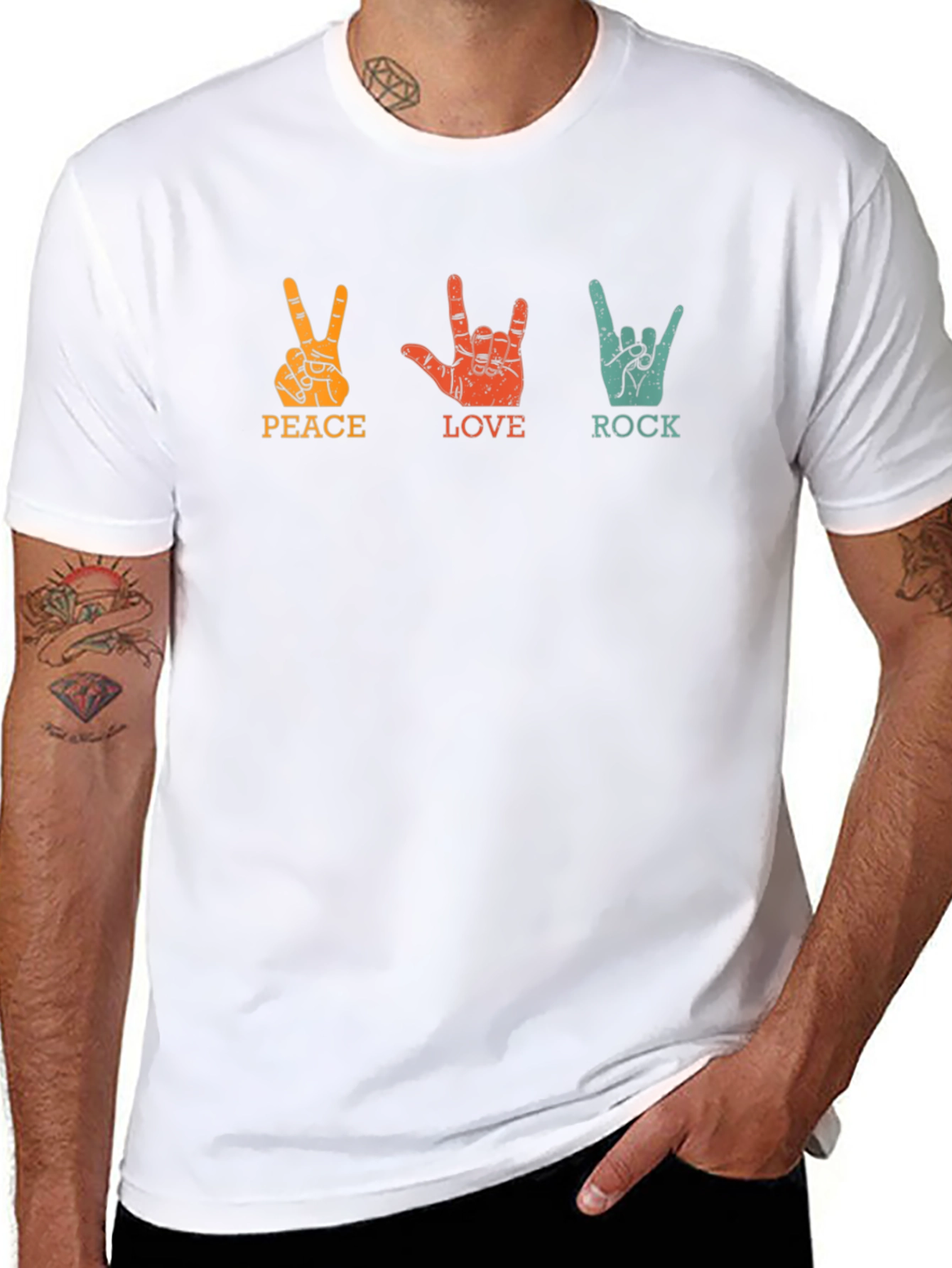 Peace Love Rock Graphic Tee - Classic Black T-Shirt