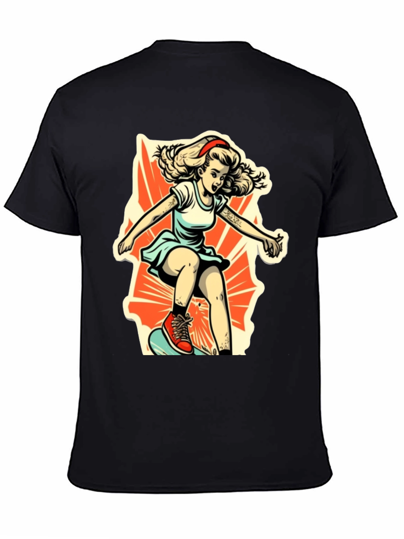 Retro Skater Girl Graphic T-Shirt