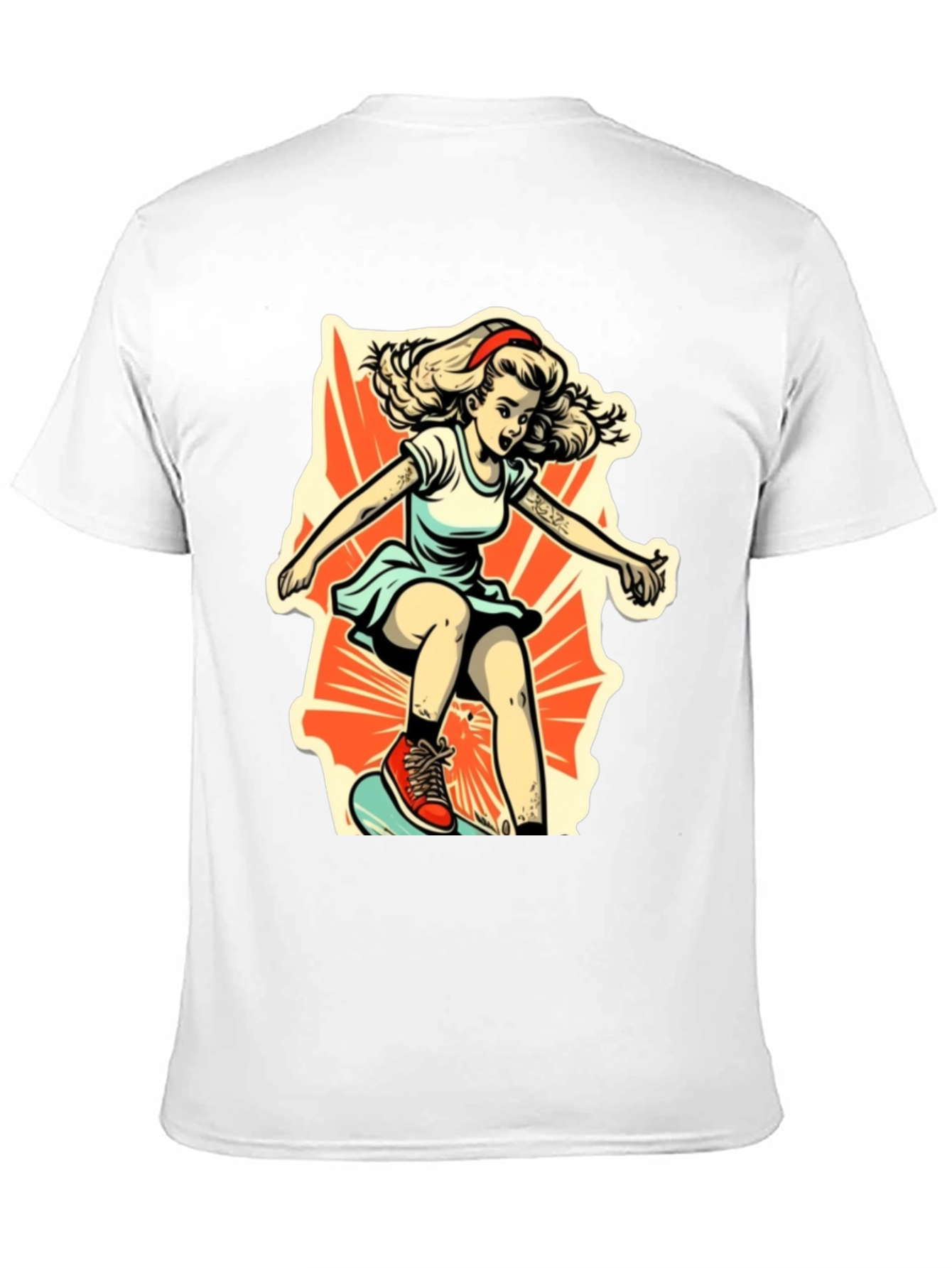 Retro Skater Girl Graphic T-Shirt