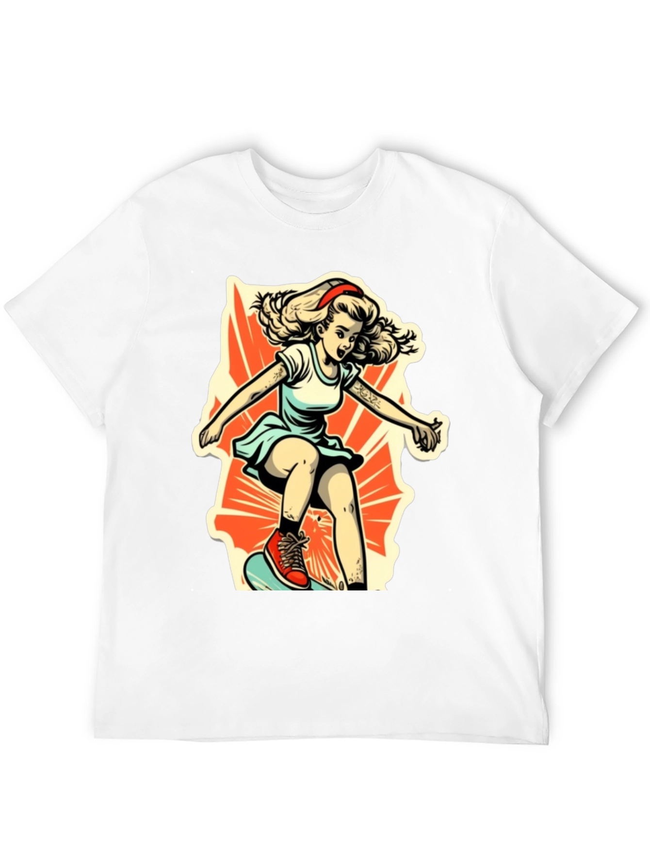 Retro Skater Girl Graphic T-Shirt