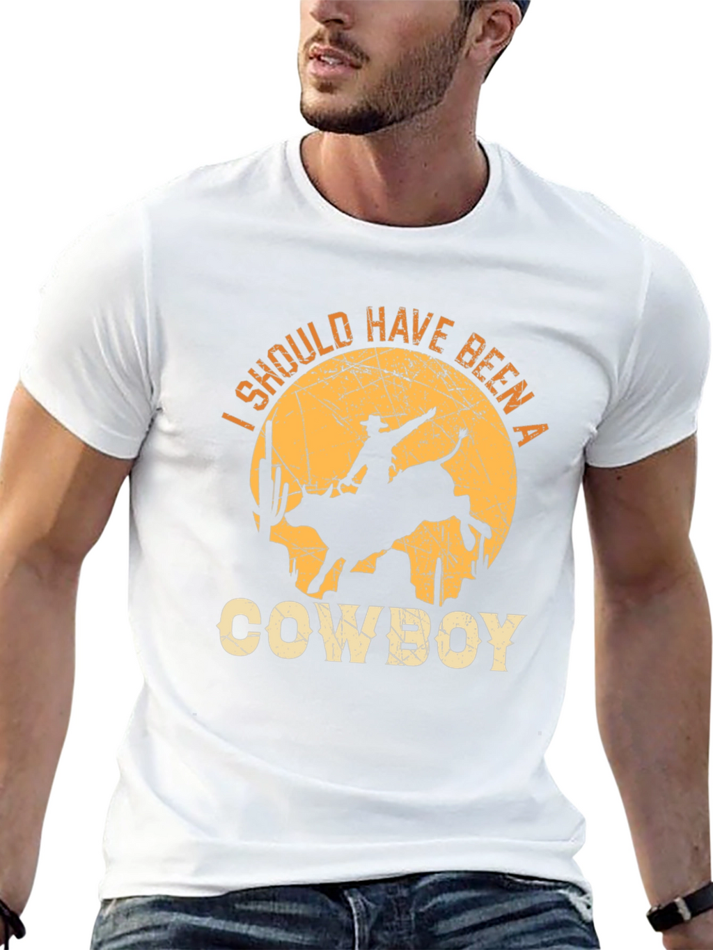 Cowboy Graphic T-Shirt - Western Style Mens Tee