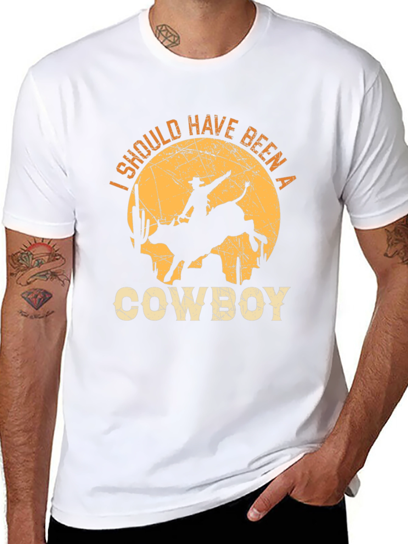 Cowboy Graphic T-Shirt - Western Style Mens Tee