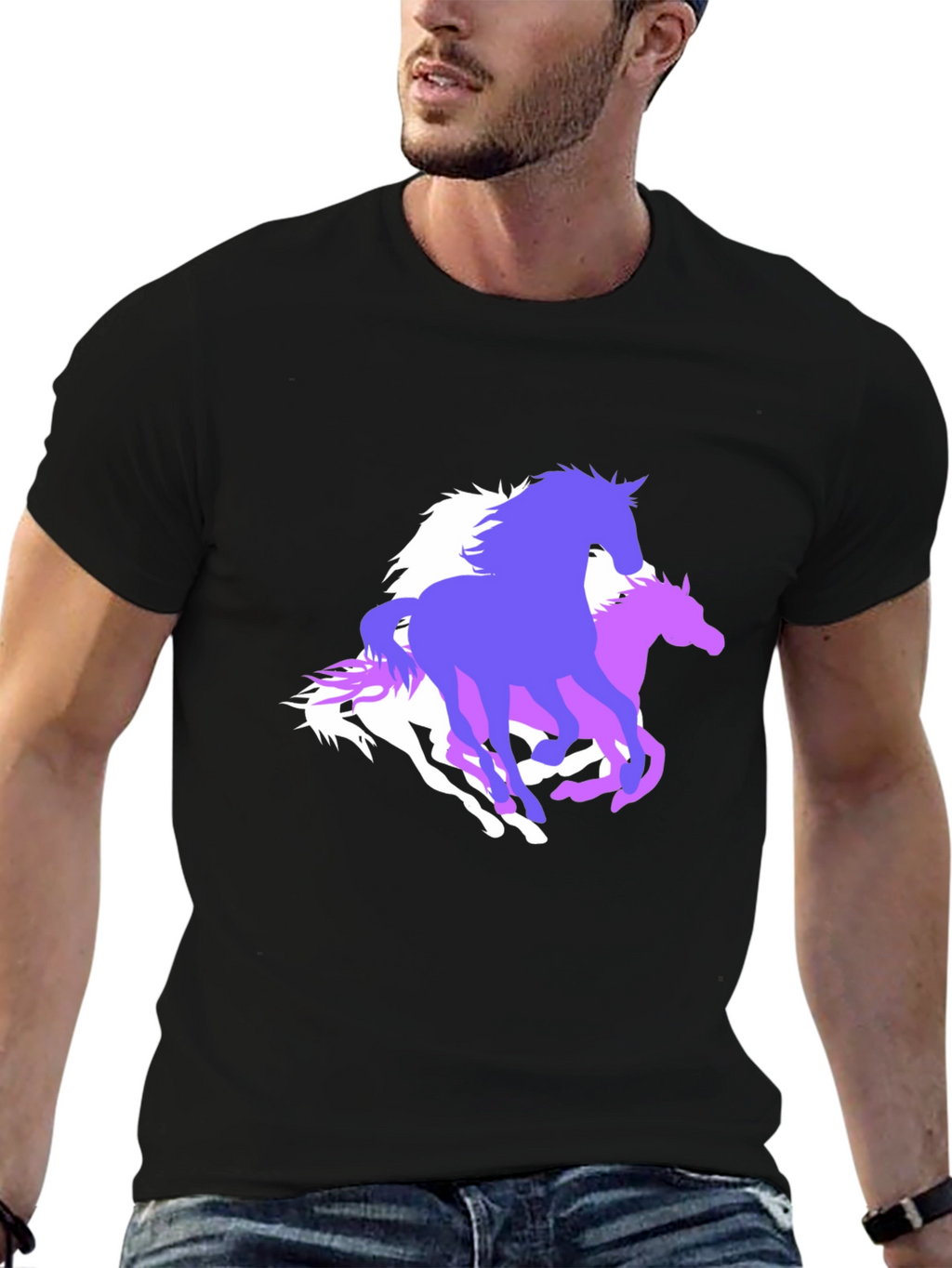 Horse Graphic Tee - Stylish Black T-Shirt