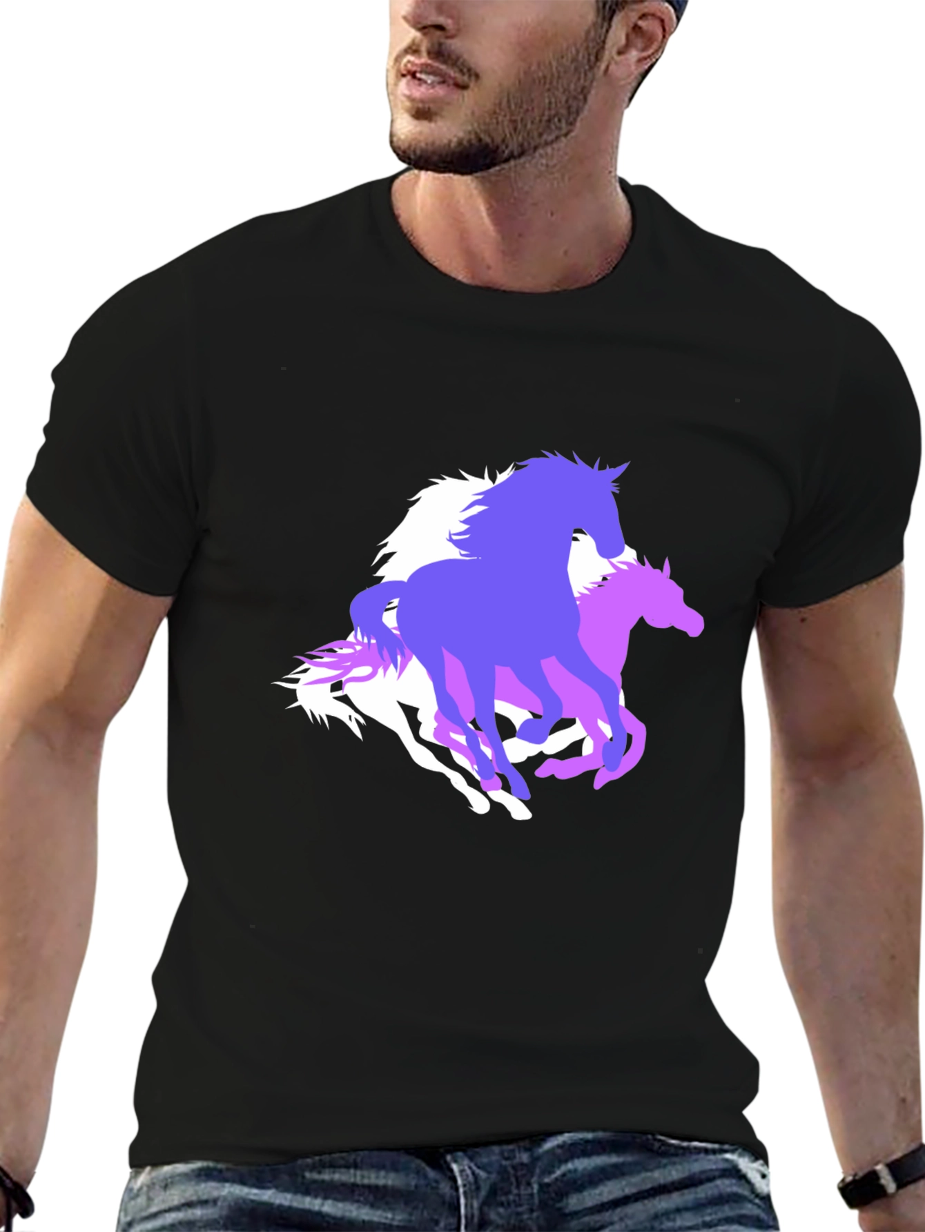 Horse Graphic Tee - Stylish Black T-Shirt
