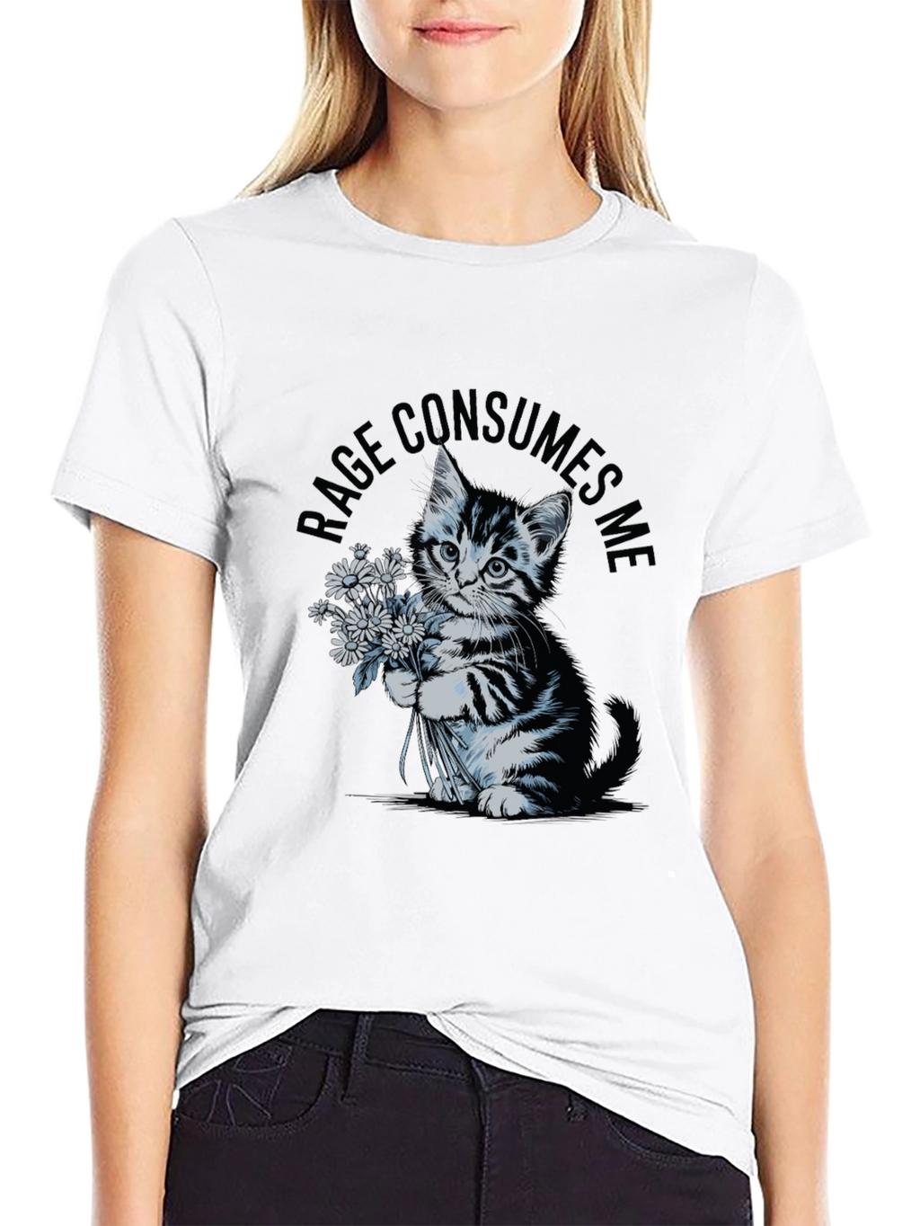 Rage Consumes Me Kitten T-Shirt - Black