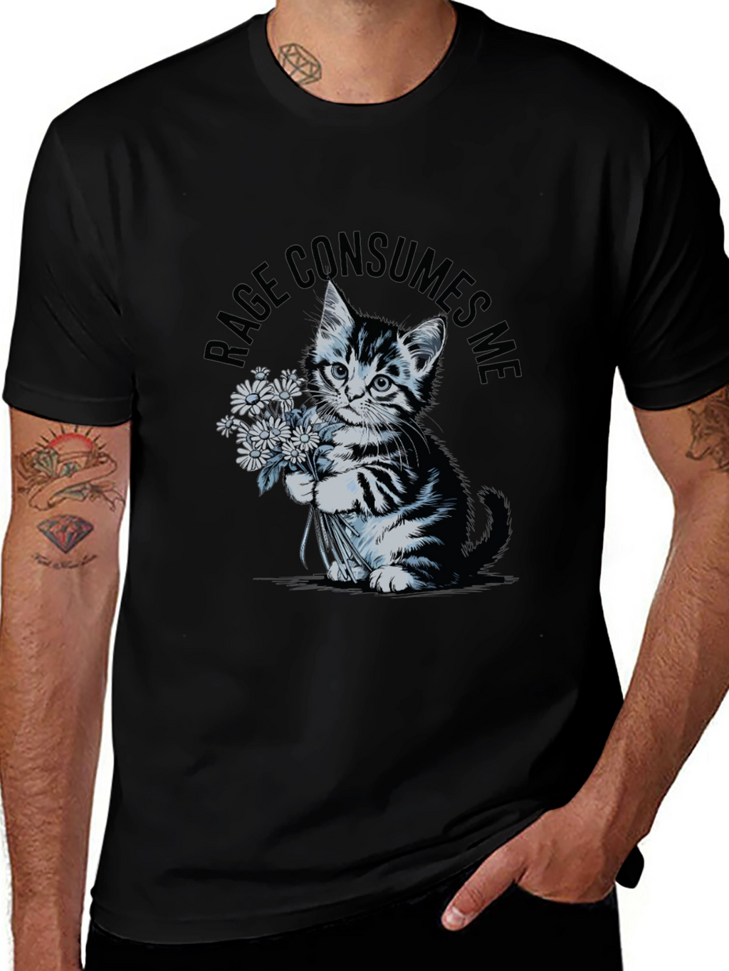 Rage Consumes Me Kitten T-Shirt - Black