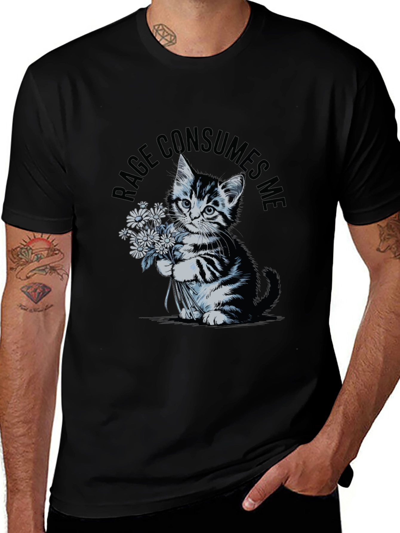 Rage Consumes Me Kitten T-Shirt - Black
