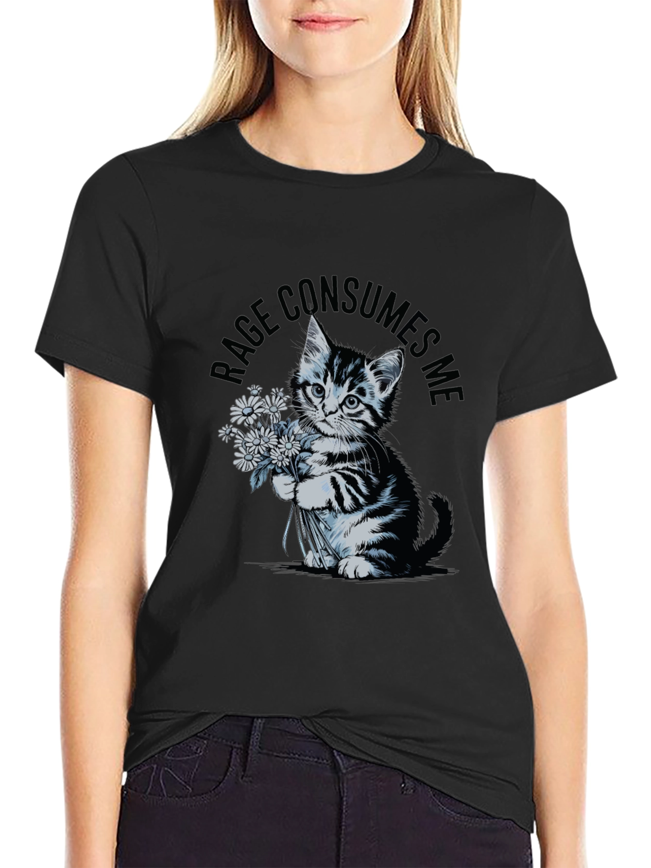 Rage Consumes Me Kitten T-Shirt - Black