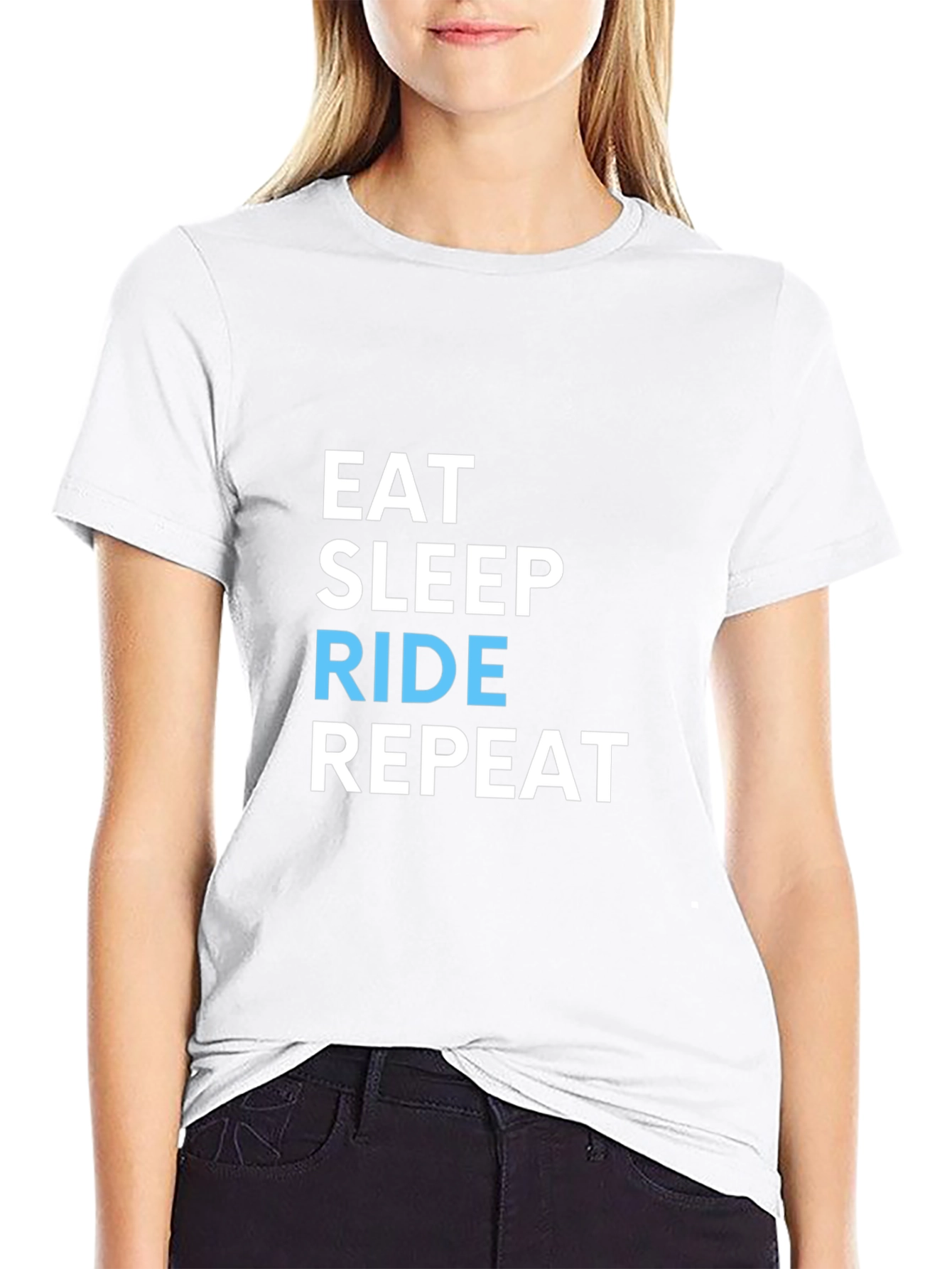 Eat Sleep Ride Repeat Black Graphic T-Shirt
