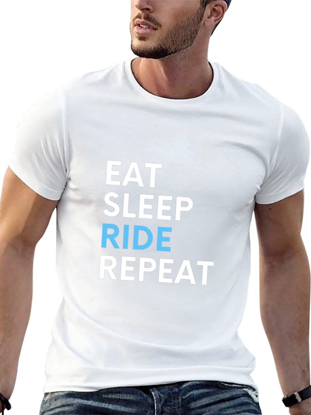 Eat Sleep Ride Repeat Black Graphic T-Shirt