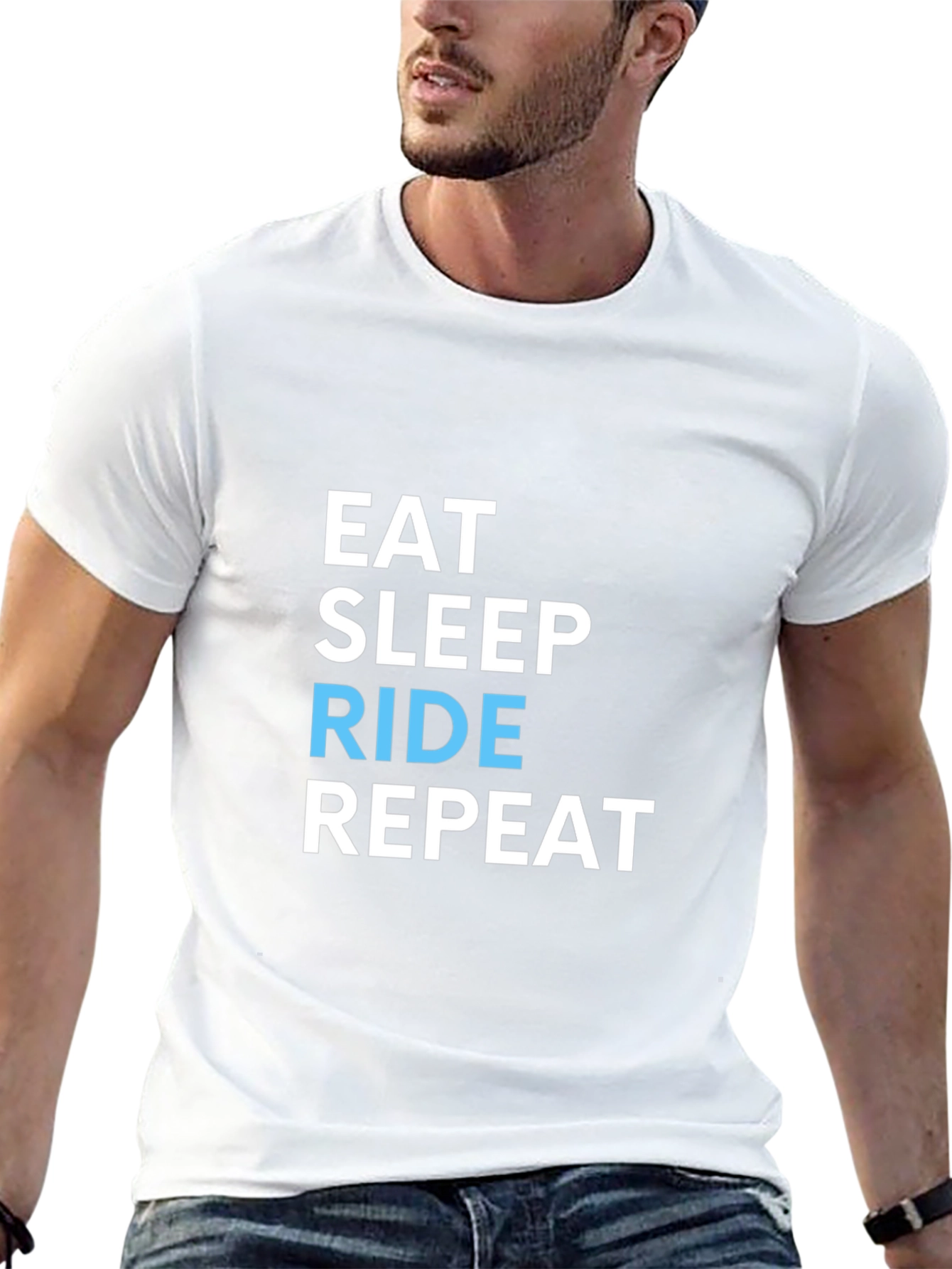 Eat Sleep Ride Repeat Black Graphic T-Shirt