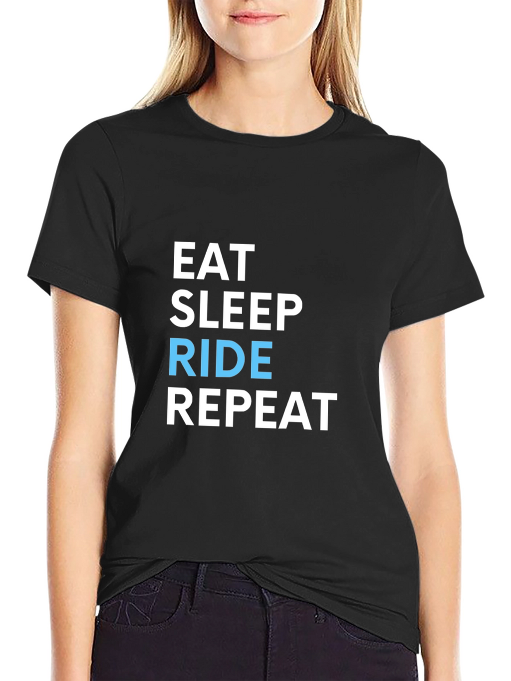 Eat Sleep Ride Repeat Black Graphic T-Shirt