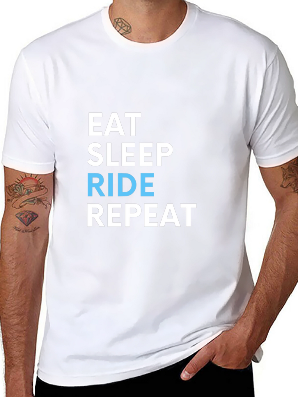 Eat Sleep Ride Repeat Black Graphic T-Shirt