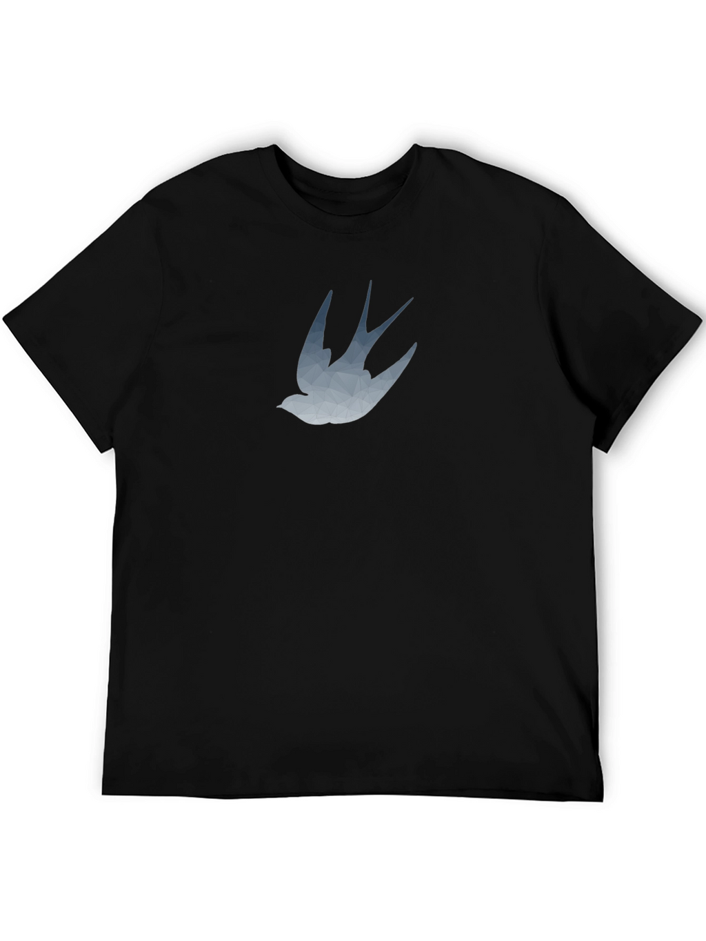 Stylish Black T-Shirt with Swallow Graphic Print