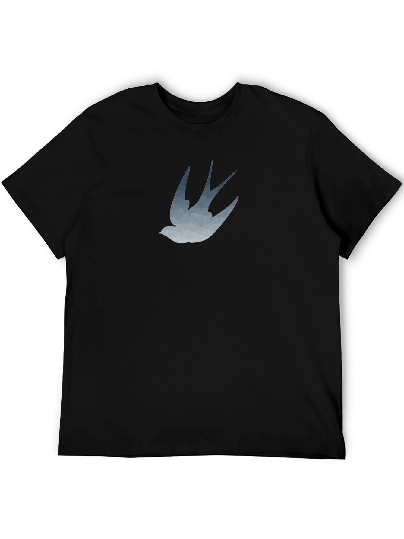 Stylish Black T-Shirt with Swallow Graphic Print
