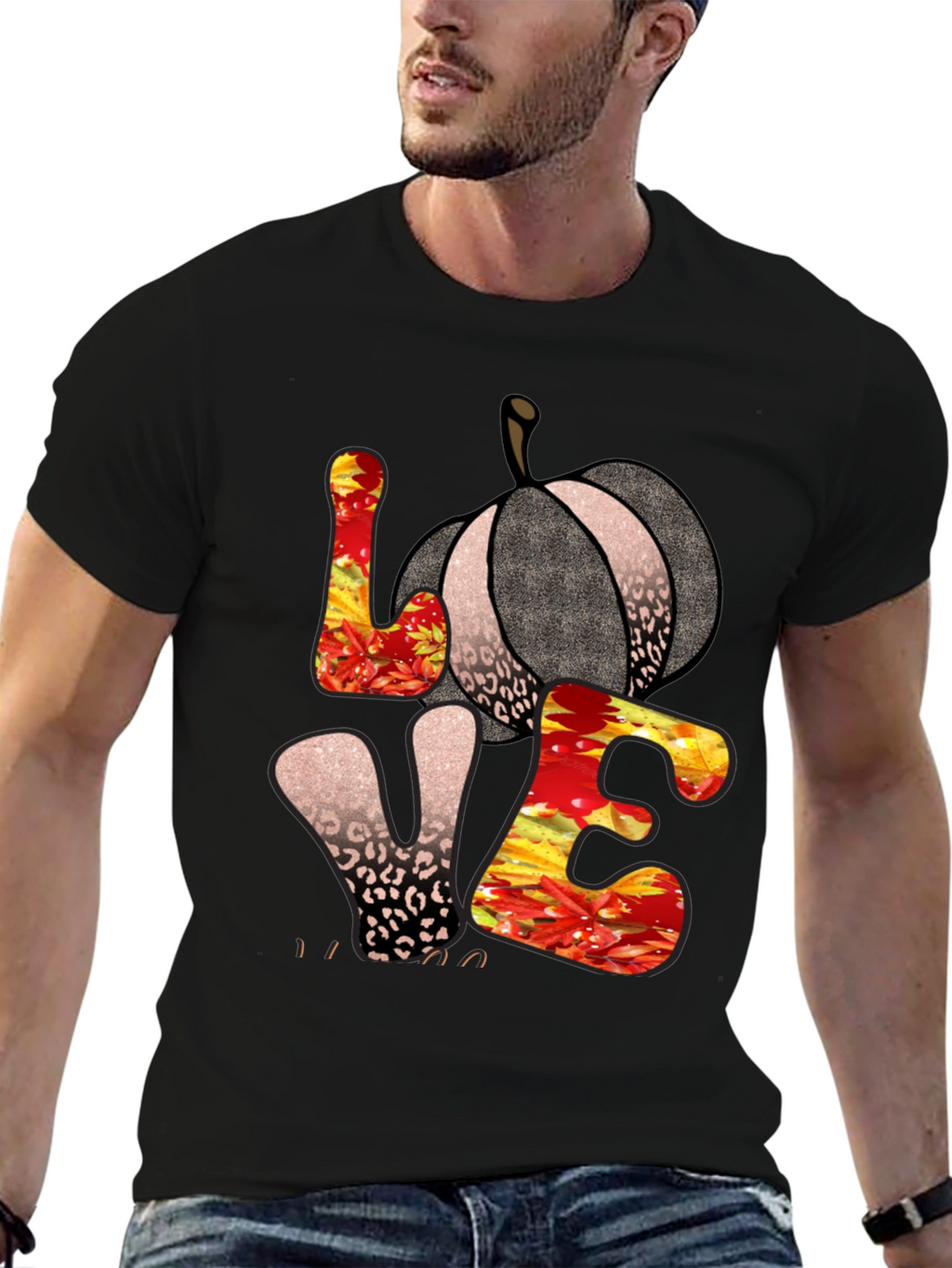 Fall Love Pumpkin Leopard Print T-Shirt