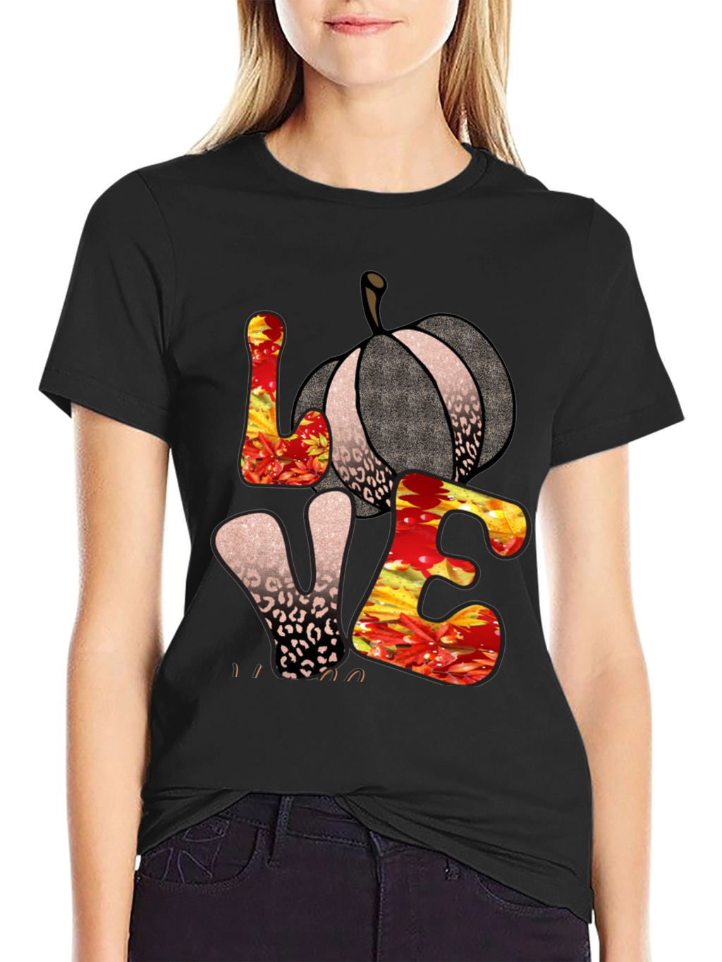 Fall Love Pumpkin Leopard Print T-Shirt