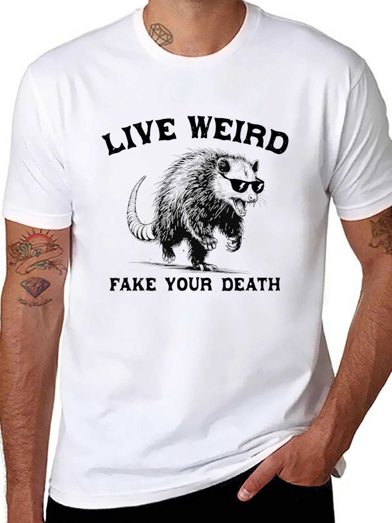 Live Weird Fake Your Death Graphic Tee