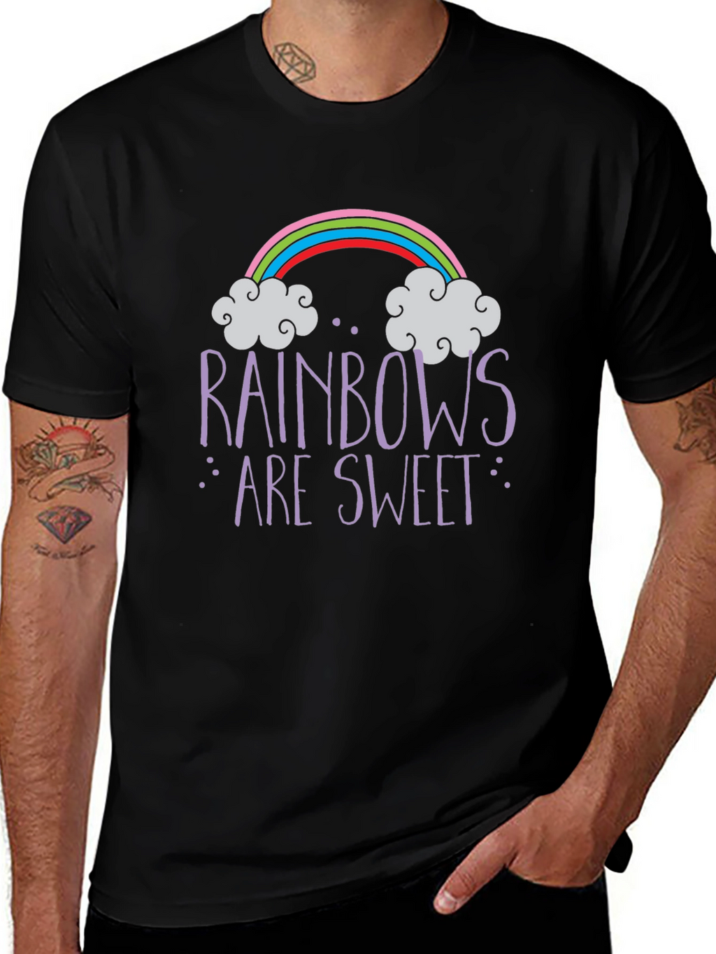 Rainbows Are Sweet Graphic Tee - Trendy Unisex T-Shirt
