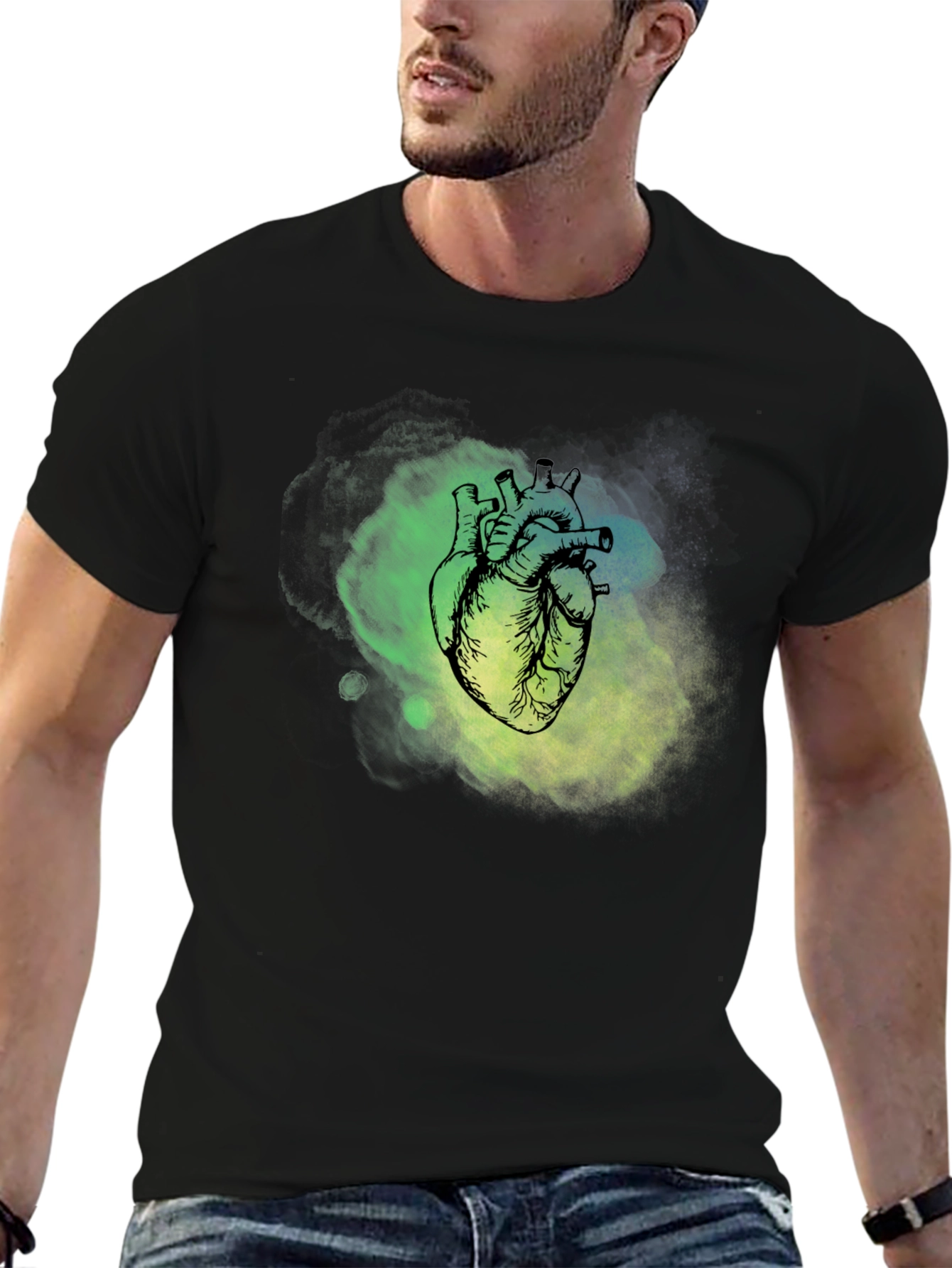 Anatomical Heart Graphic T-Shirt - Black