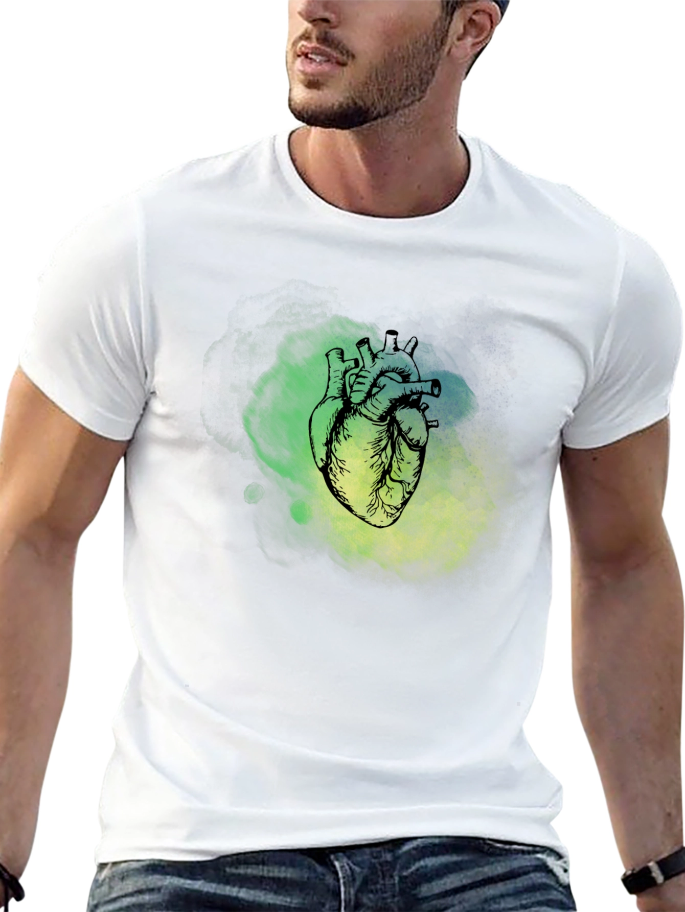 Anatomical Heart Graphic T-Shirt - Black